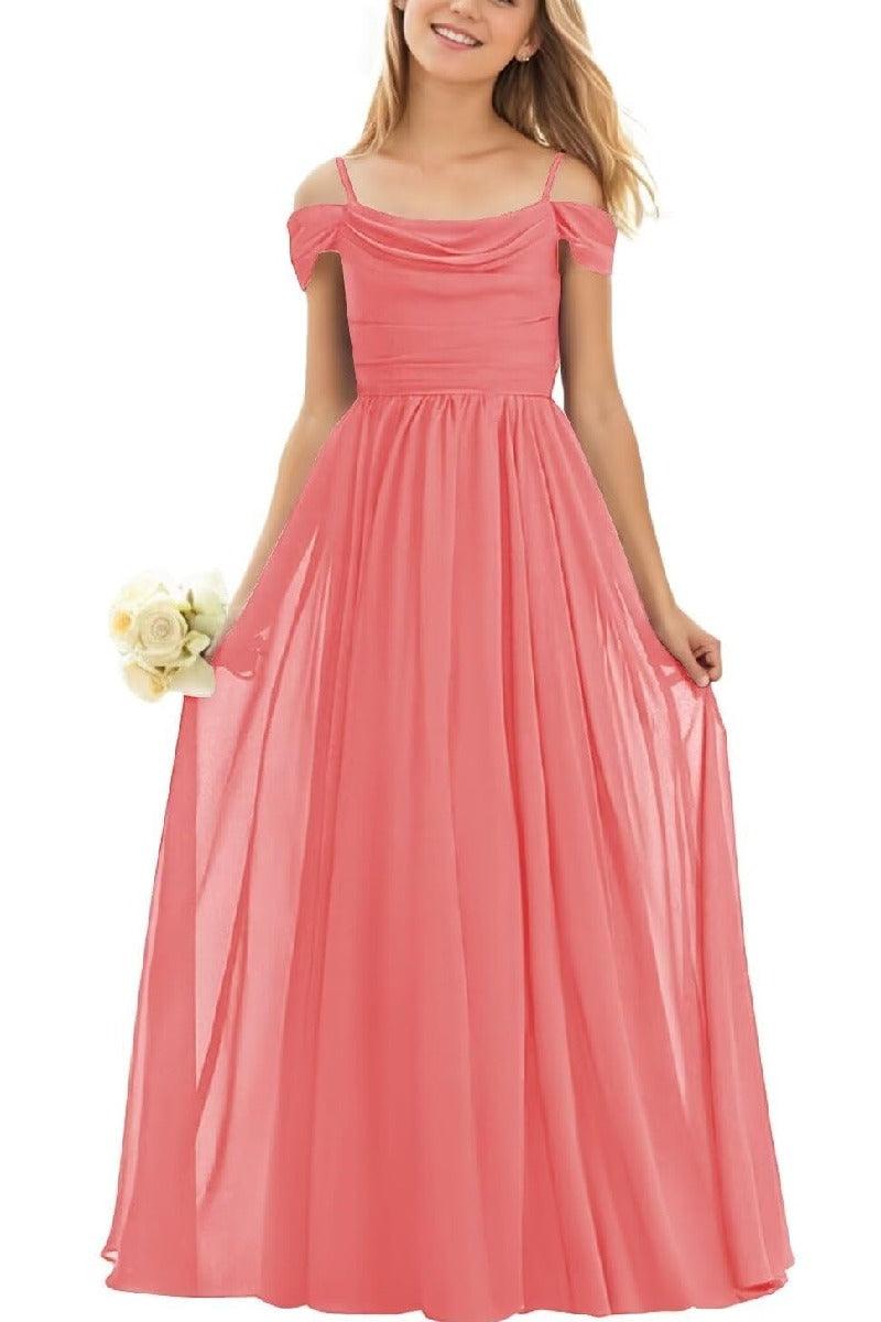 Floor Length Chiffon Junior Bridesmaid Dress B0DFVKW1HW - COCOMELODY
