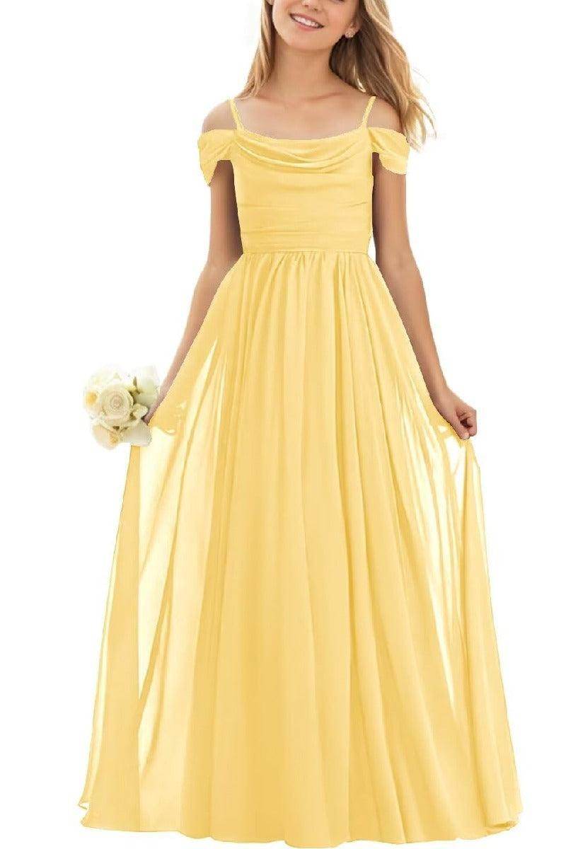 yellow junior bridesmaid dresses Chiffon Junior Bridesmaid Dress  Square Neck A-Line, Yellow