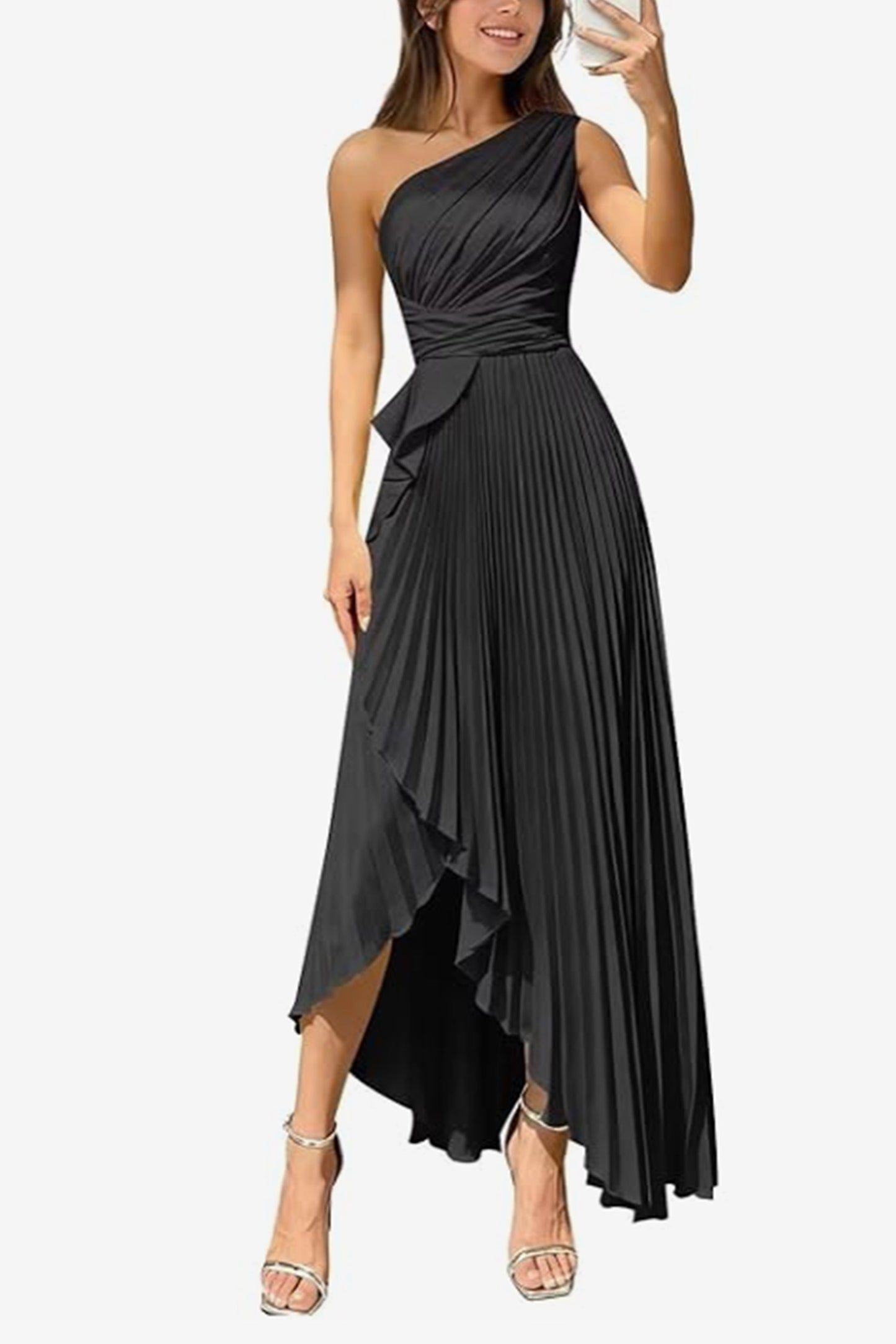 Asymmetrical Maxi Satin Dresses CS1076