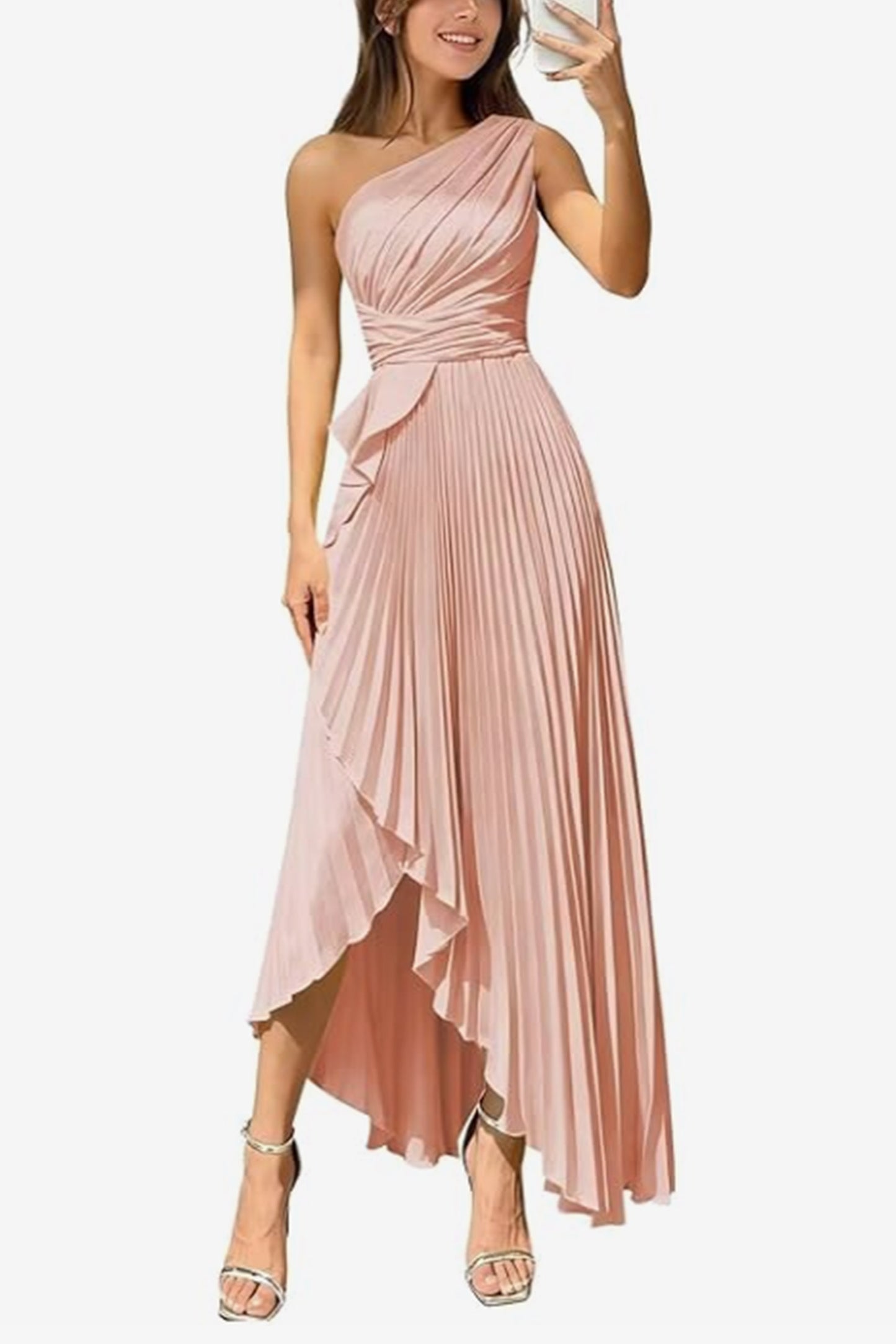 Asymmetrical Maxi Satin Dresses CS1076