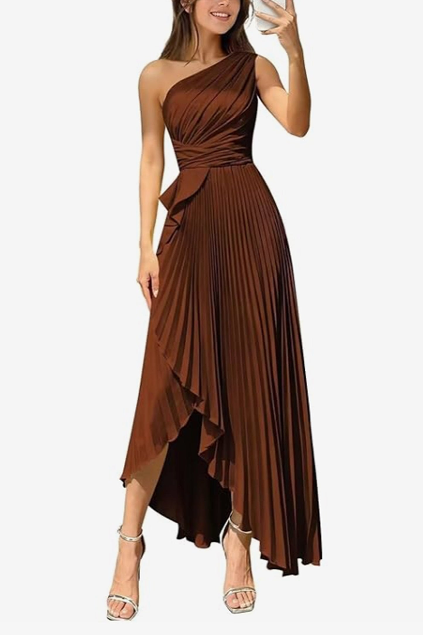 Asymmetrical Maxi Satin Dresses CS1076
