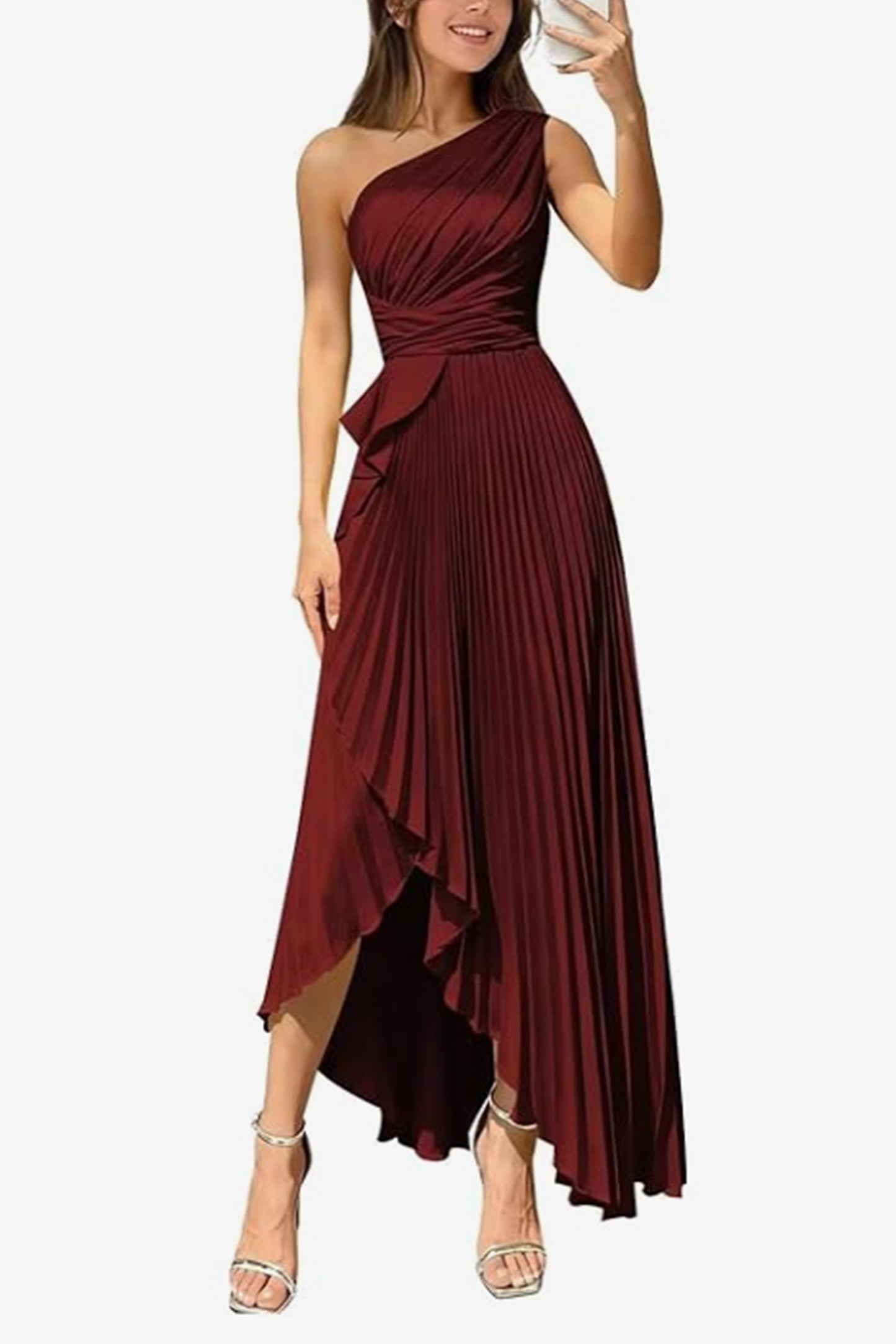 Asymmetrical Maxi Satin Dresses CS1076