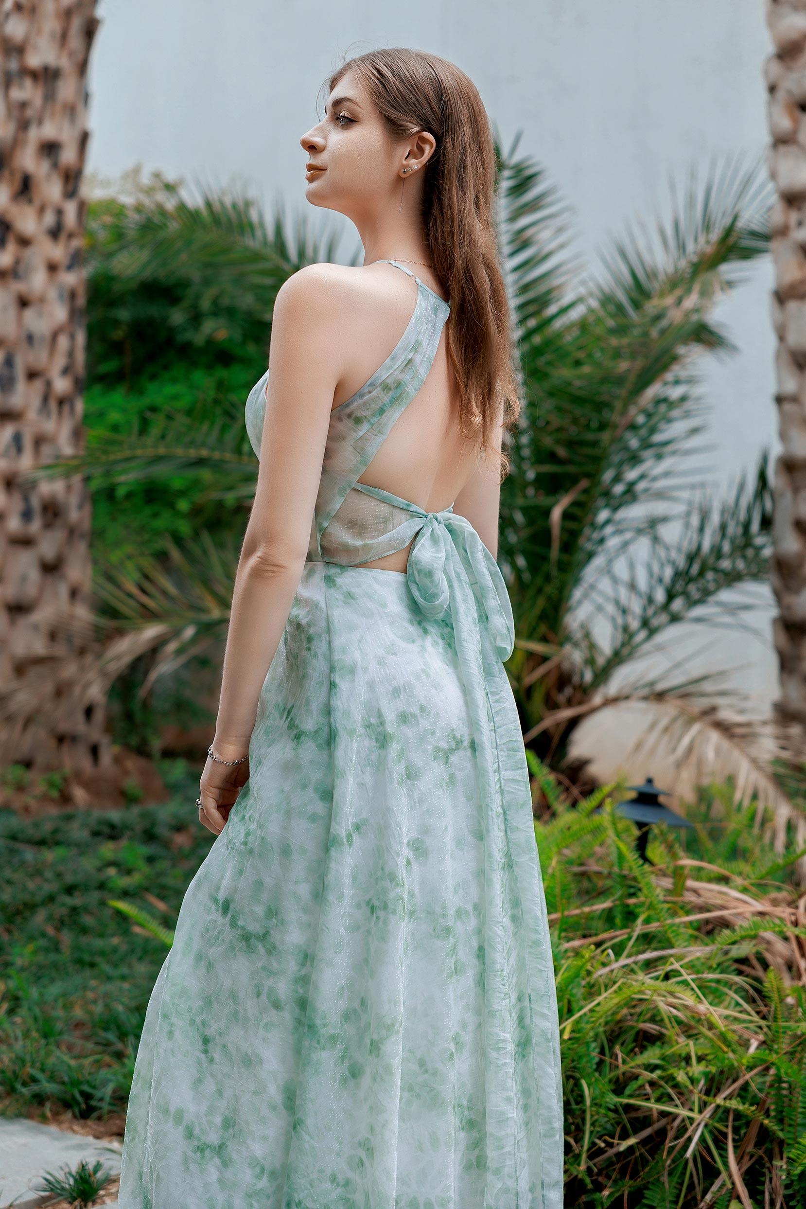 A-Line Floor Length Print Bridesmaid Dress CB0704 - COCOMELODY