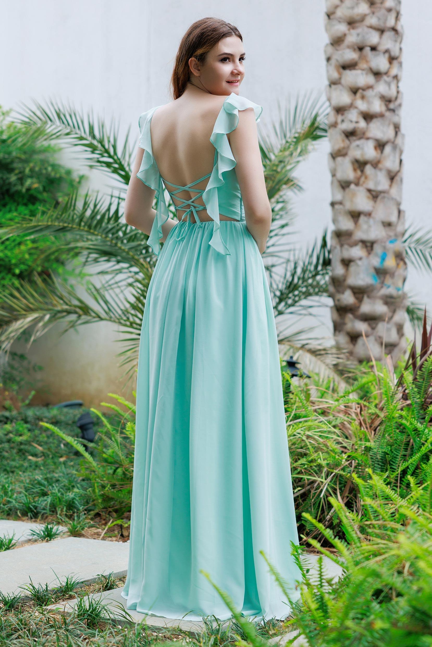 A-Line Floor Length Chiffon Bridesmaid Dress CB0706 - COCOMELODY