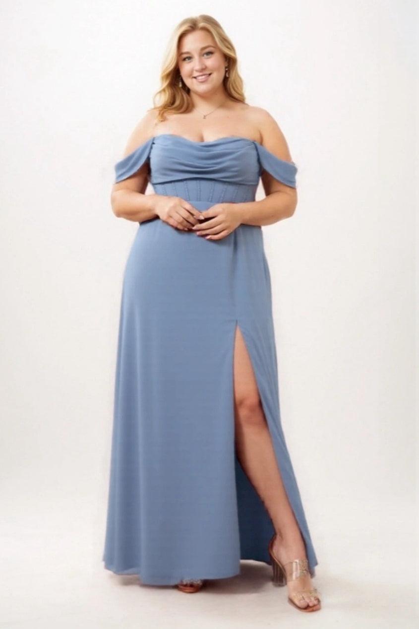 A-Line Floor Length Chiffon Bridesmaid Dress CB0709PS - COCOMELODY