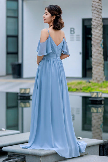 A-Line Floor Length Chiffon Bridesmaid Dress CB0710 - COCOMELODY
