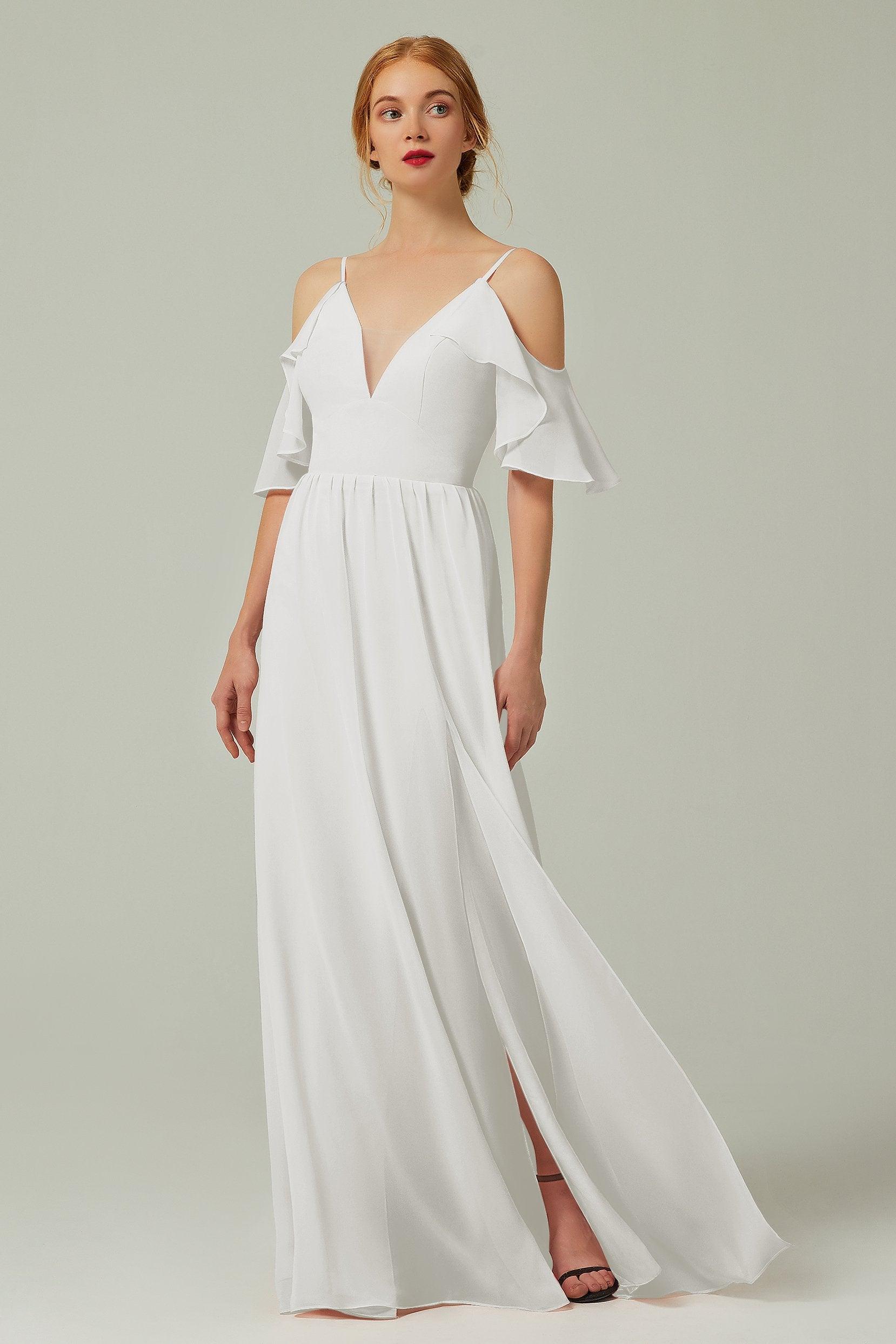 A-Line Floor Length Chiffon Bridesmaid Dress CB0236 - COCOMELODY