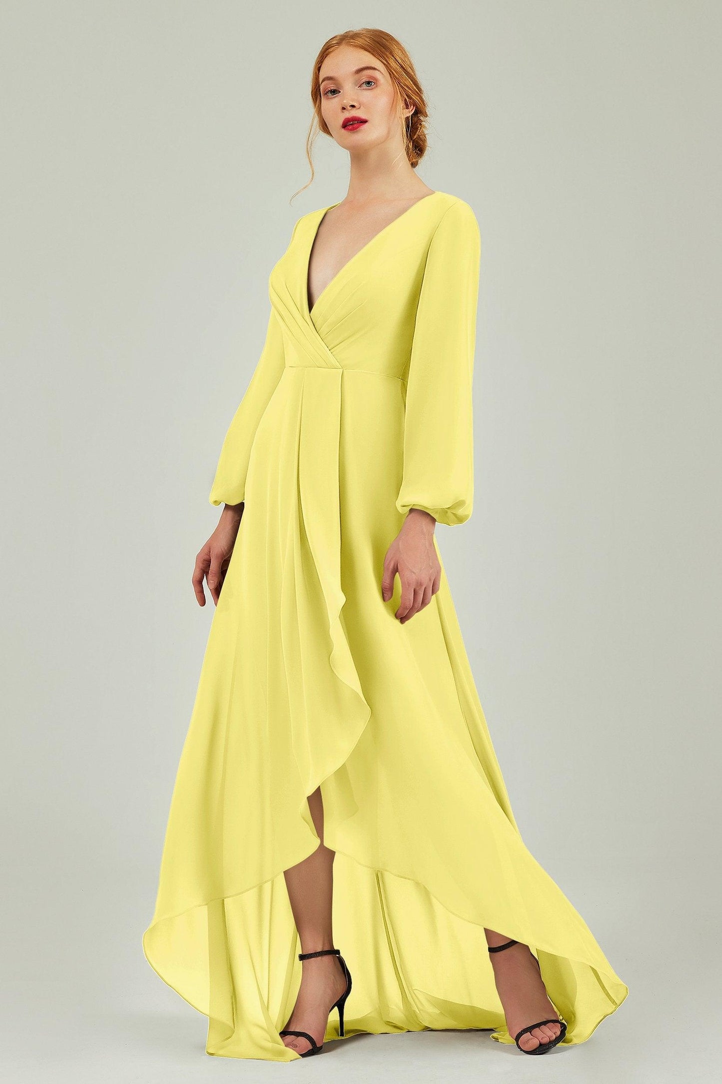 Asymmetrical Sweep-Brush Chiffon Bridesmaid Dress Formal Dresses CB0239 - COCOMELODY