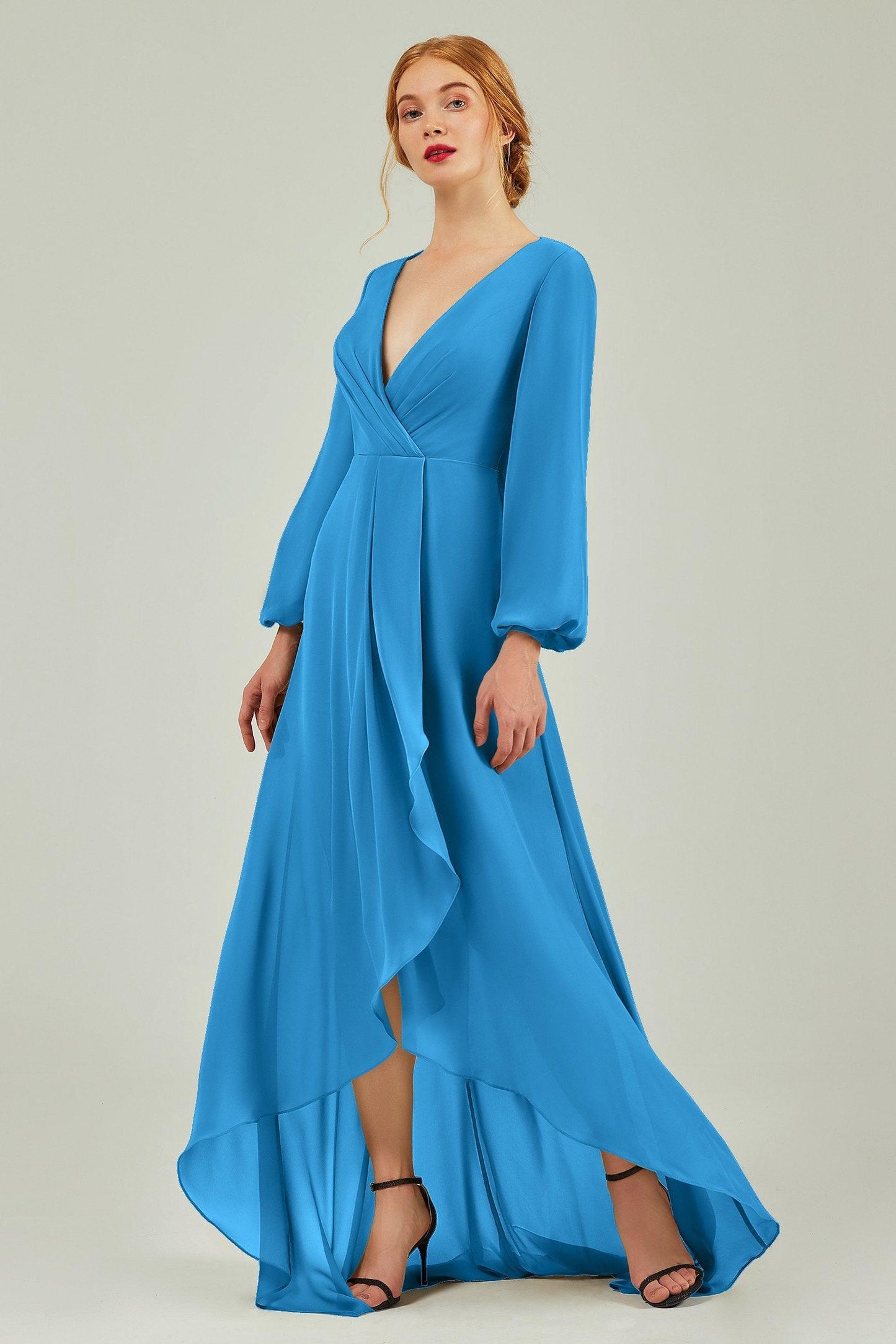 Asymmetrical Sweep-Brush Chiffon Bridesmaid Dress Formal Dresses CB0239 - COCOMELODY