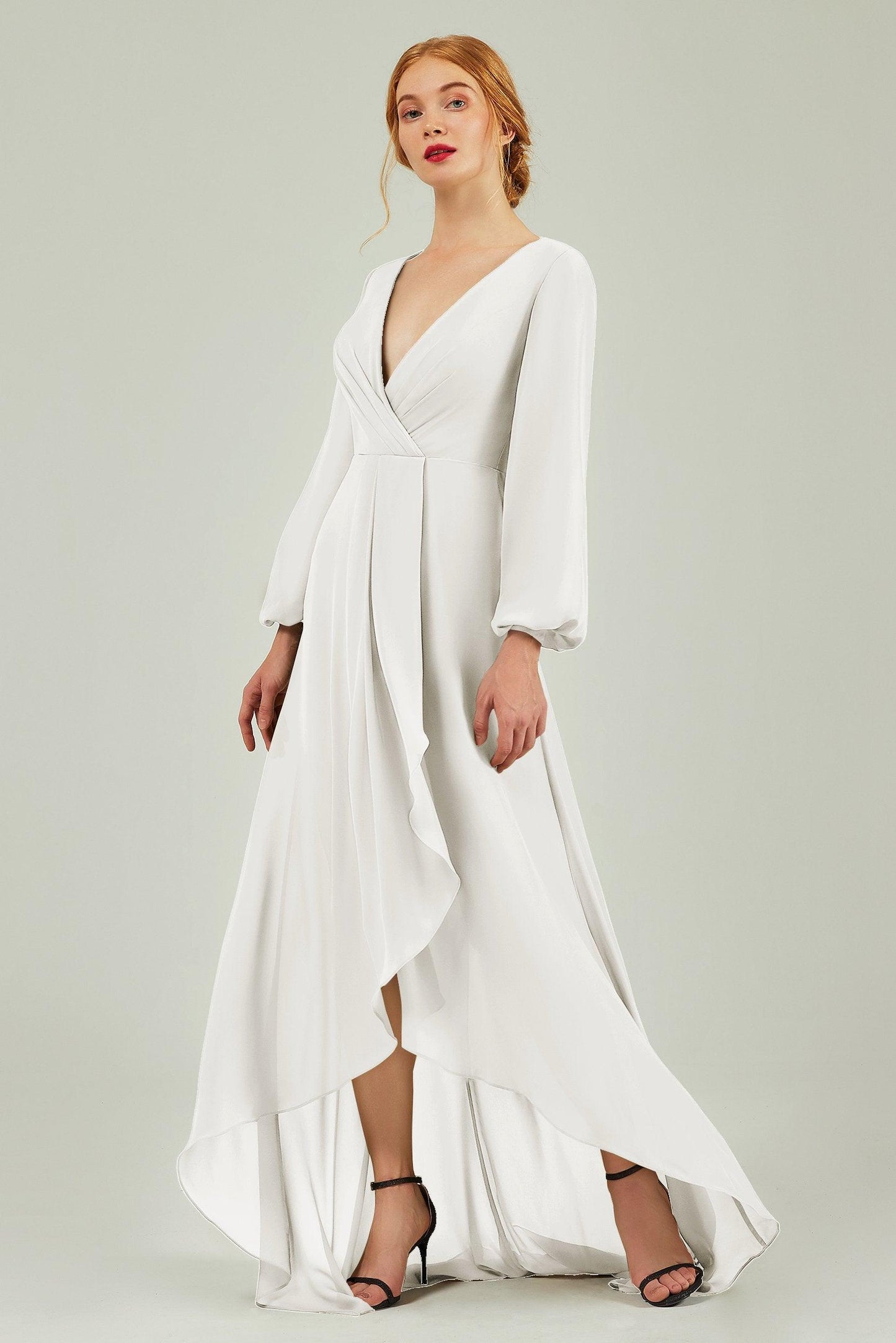 Asymmetrical Sweep-Brush Chiffon Bridesmaid Dress Formal Dresses CB0239 - COCOMELODY