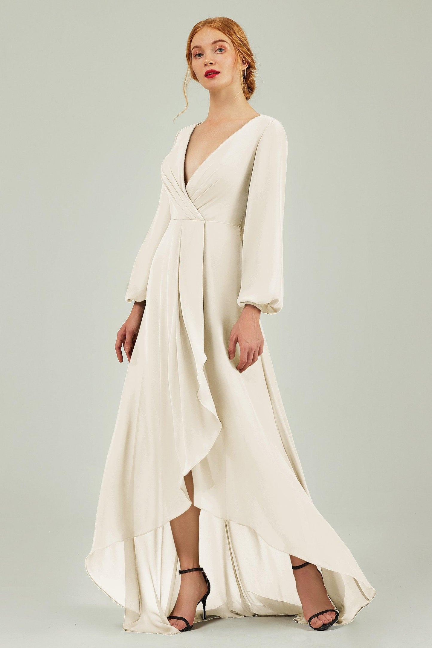 Asymmetrical Sweep-Brush Chiffon Bridesmaid Dress Formal Dresses CB0239 - COCOMELODY