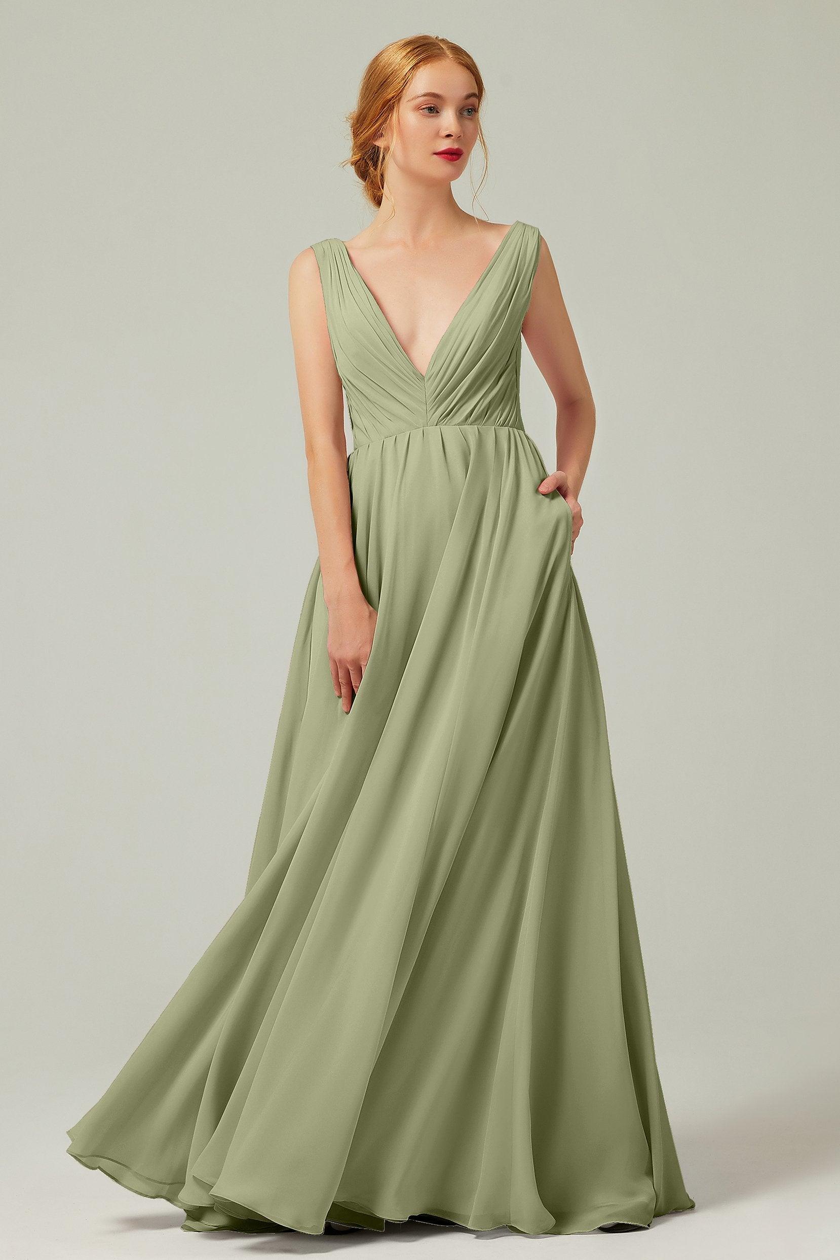 A-Line Floor Length Chiffon Bridesmaid Dress CB0245 - COCOMELODY