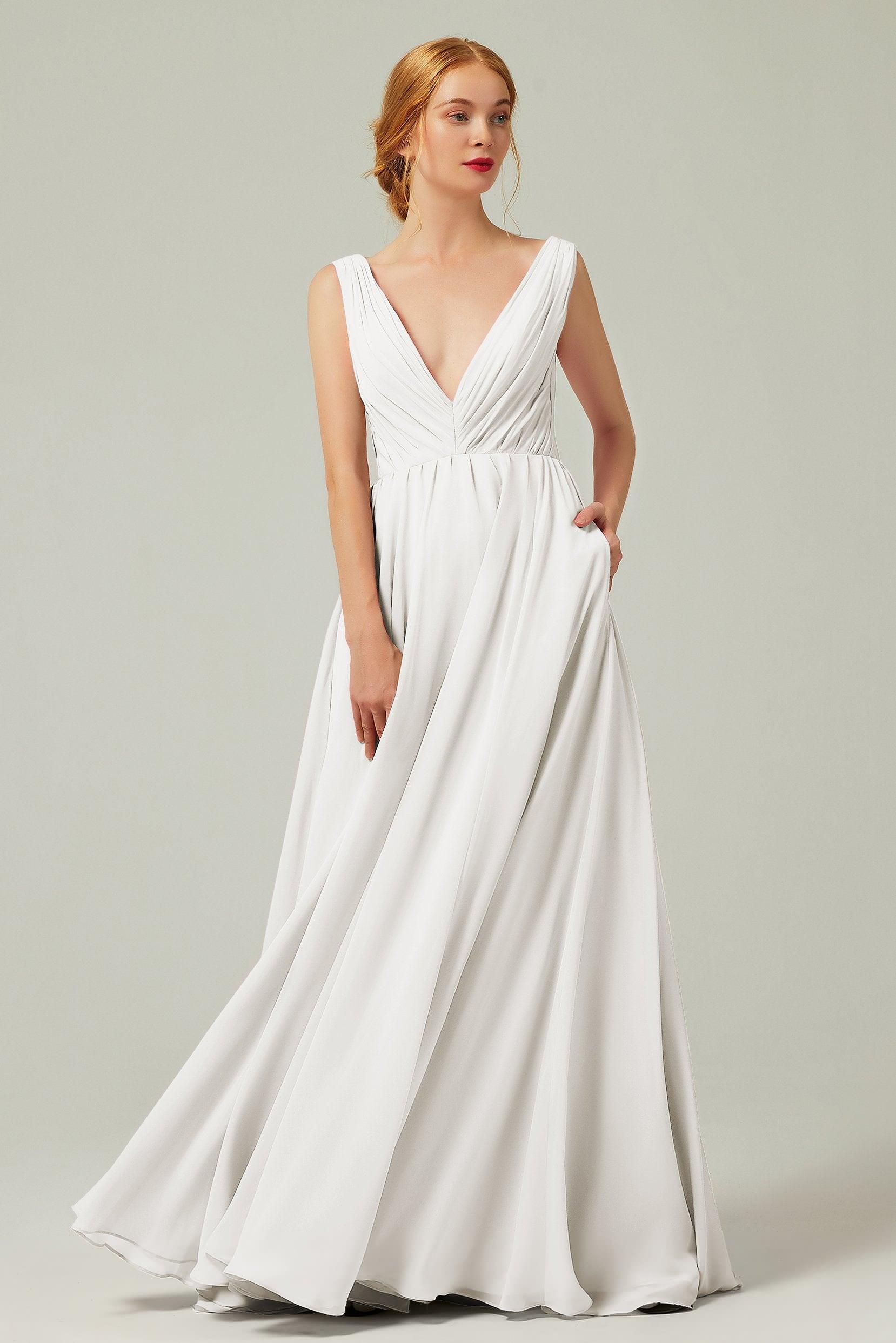 A-Line Floor Length Chiffon Bridesmaid Dress CB0245 - COCOMELODY