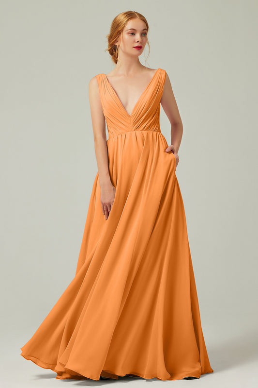 A-Line Floor Length Chiffon Bridesmaid Dress CB0245