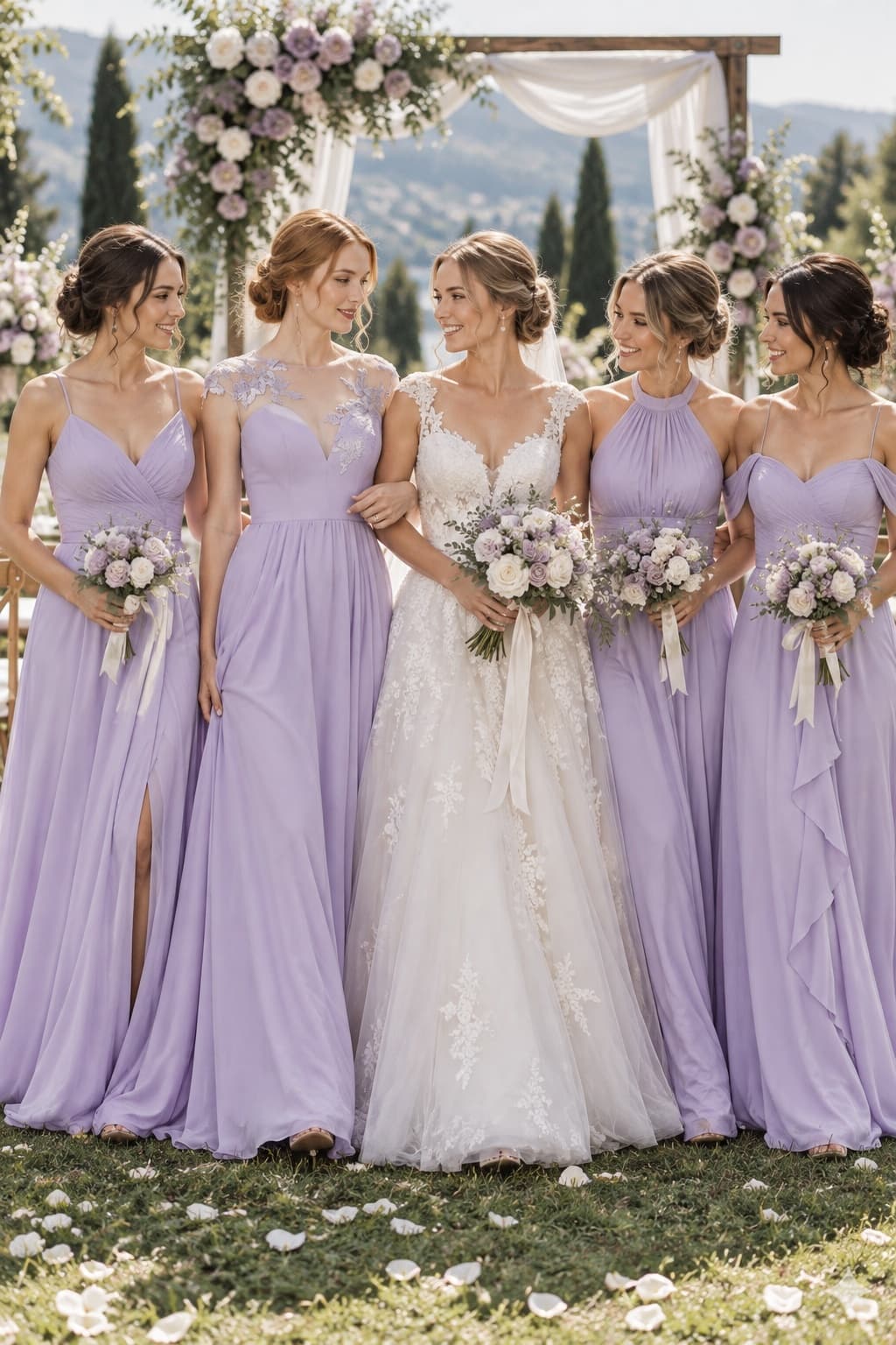 A-Line Sweep-Brush-Train Chiffon Bridesmaid Dress CB0248PS - Pastel Lilac - COCOMELODY
