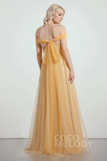 A-Line Tulle/Elastic Silk like Satin Bridesmaid Dress CB0261