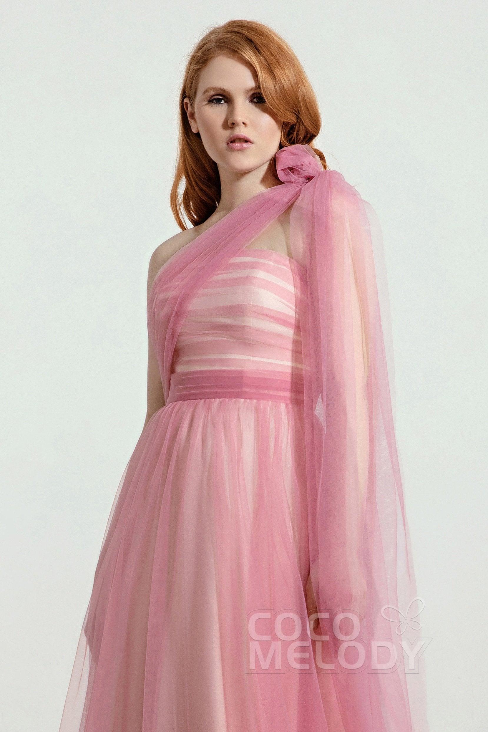 A-Line Tulle/Elastic Silk like Satin Bridesmaid Dress CB0262 - COCOMELODY