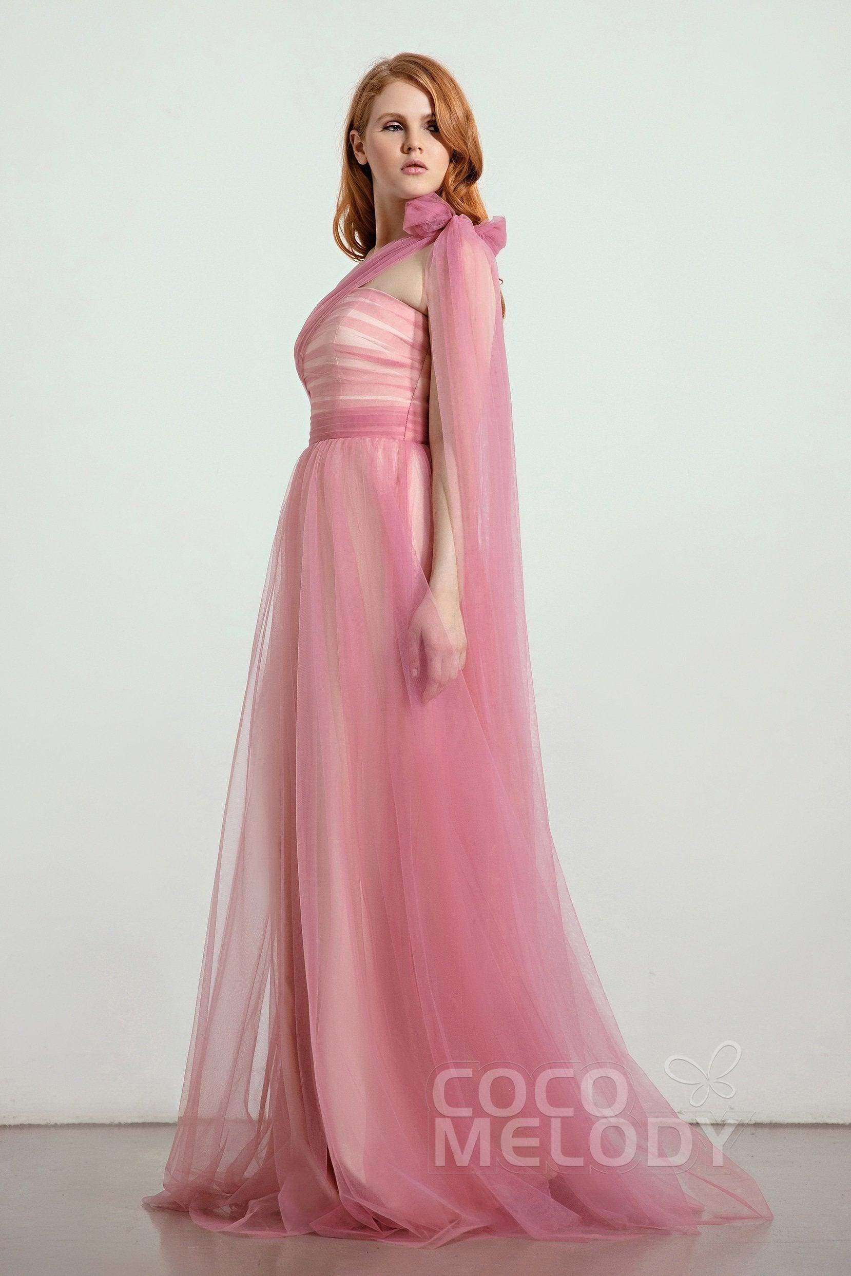 A-Line Tulle/Elastic Silk like Satin Bridesmaid Dress CB0262 - COCOMELODY