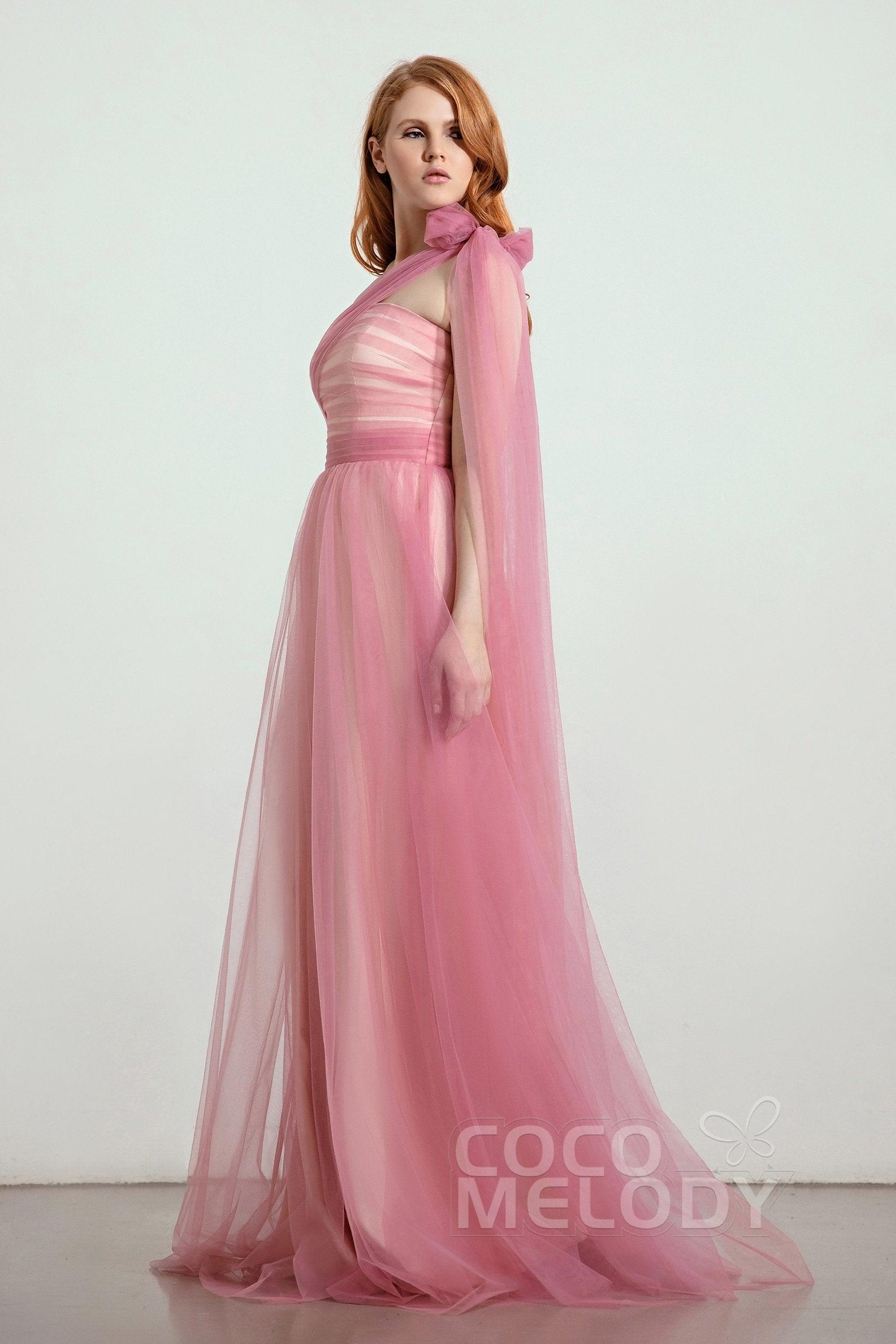A-Line Tulle/Elastic Silk like Satin Bridesmaid Dress CB0262 - COCOMELODY