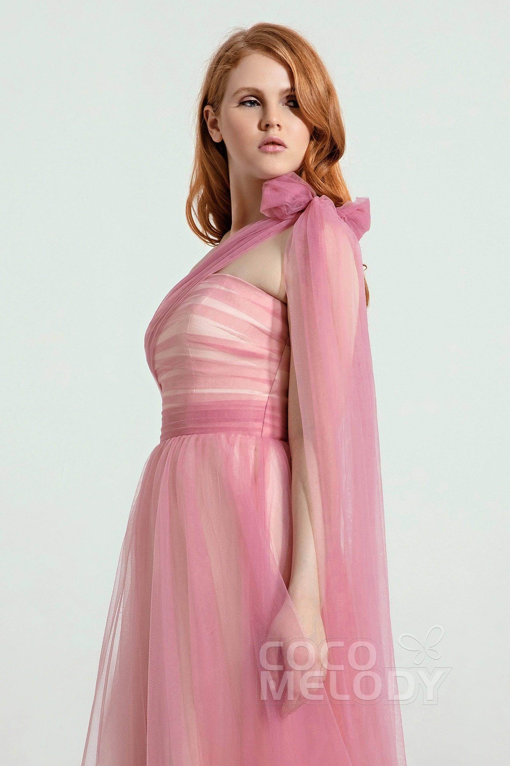 A-Line Tulle/Elastic Silk like Satin Bridesmaid Dress CB0262 - COCOMELODY