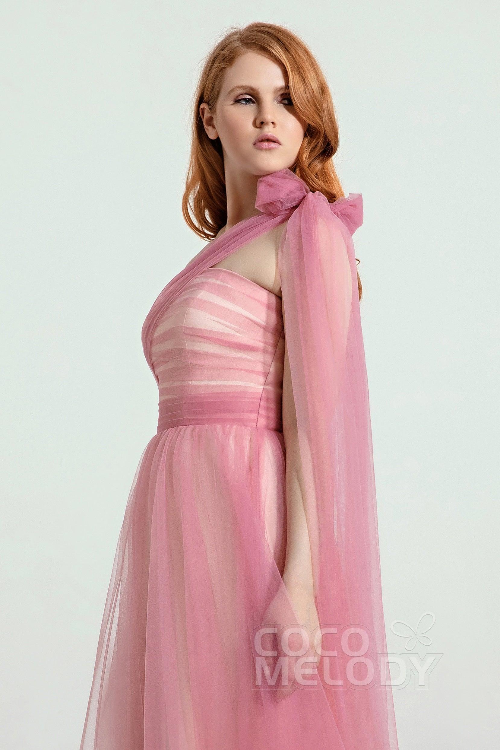 A-Line Tulle/Elastic Silk like Satin Bridesmaid Dress CB0262 - COCOMELODY