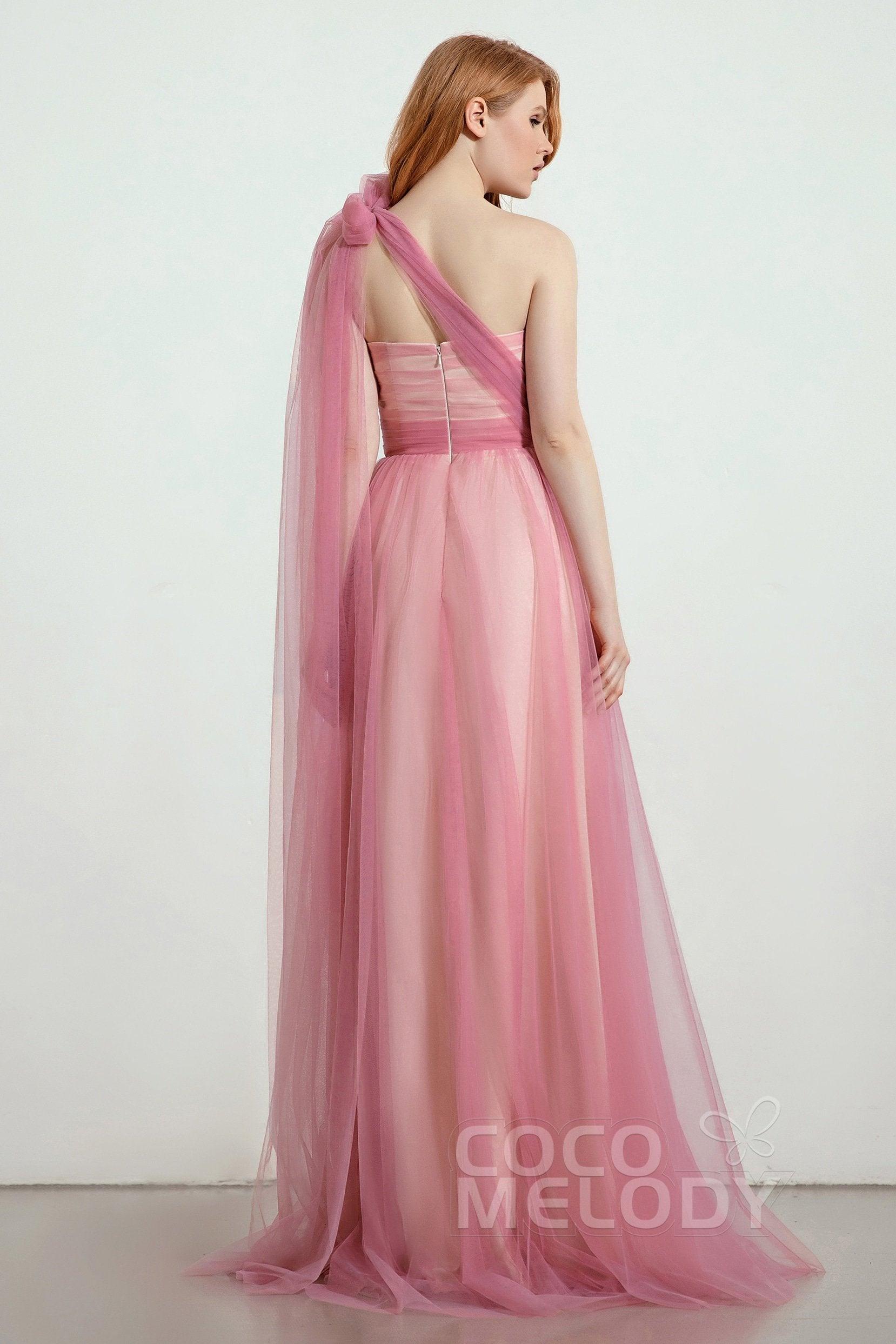 A-Line Tulle/Elastic Silk like Satin Bridesmaid Dress CB0262 - COCOMELODY