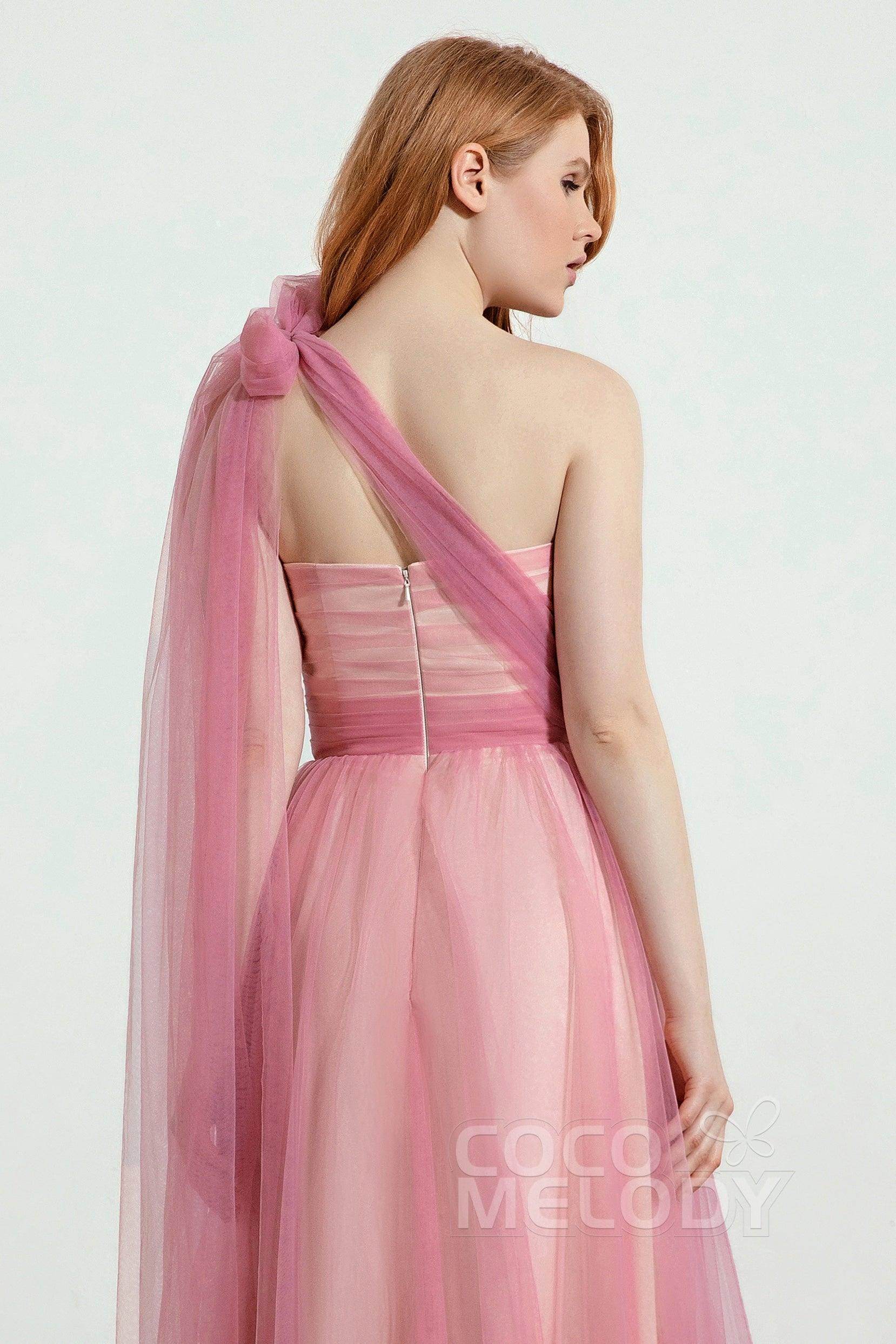 A-Line Tulle/Elastic Silk like Satin Bridesmaid Dress CB0262 - COCOMELODY