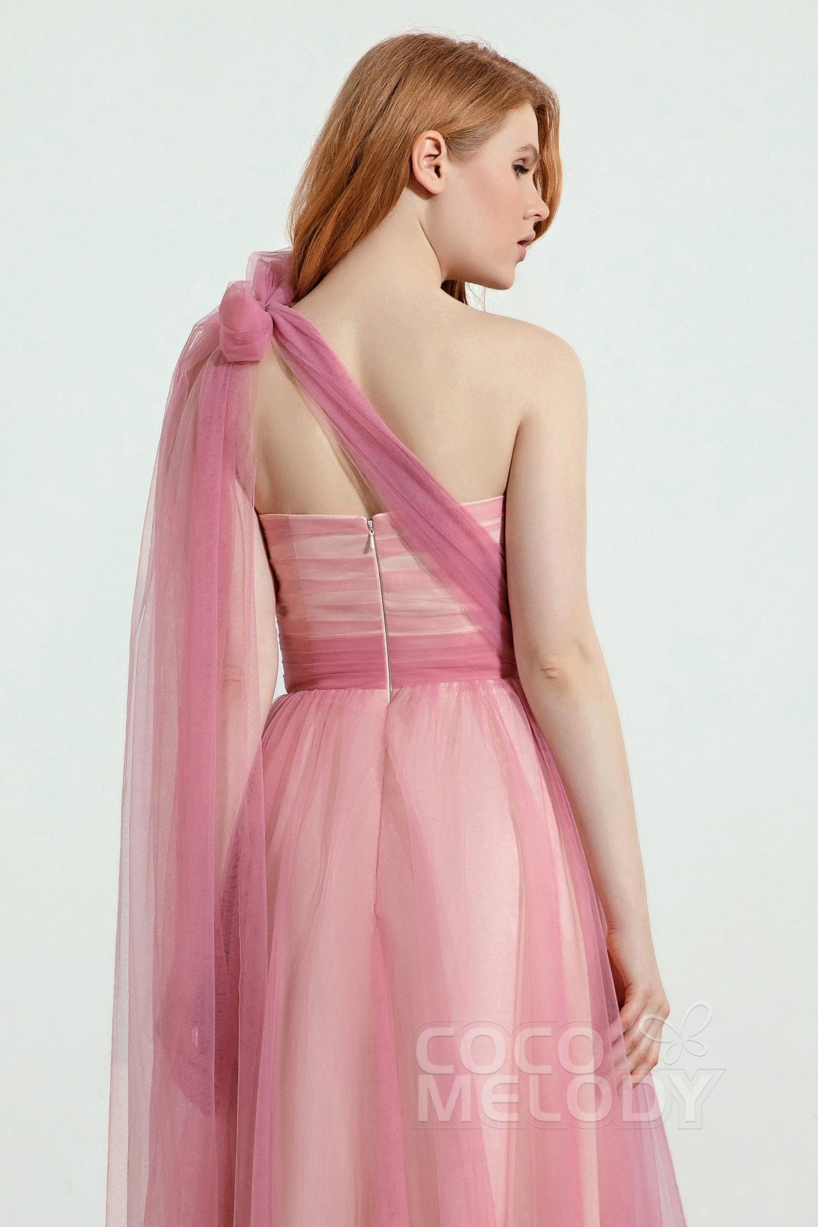 A-Line Tulle/Elastic Silk like Satin Bridesmaid Dress CB0262 - COCOMELODY