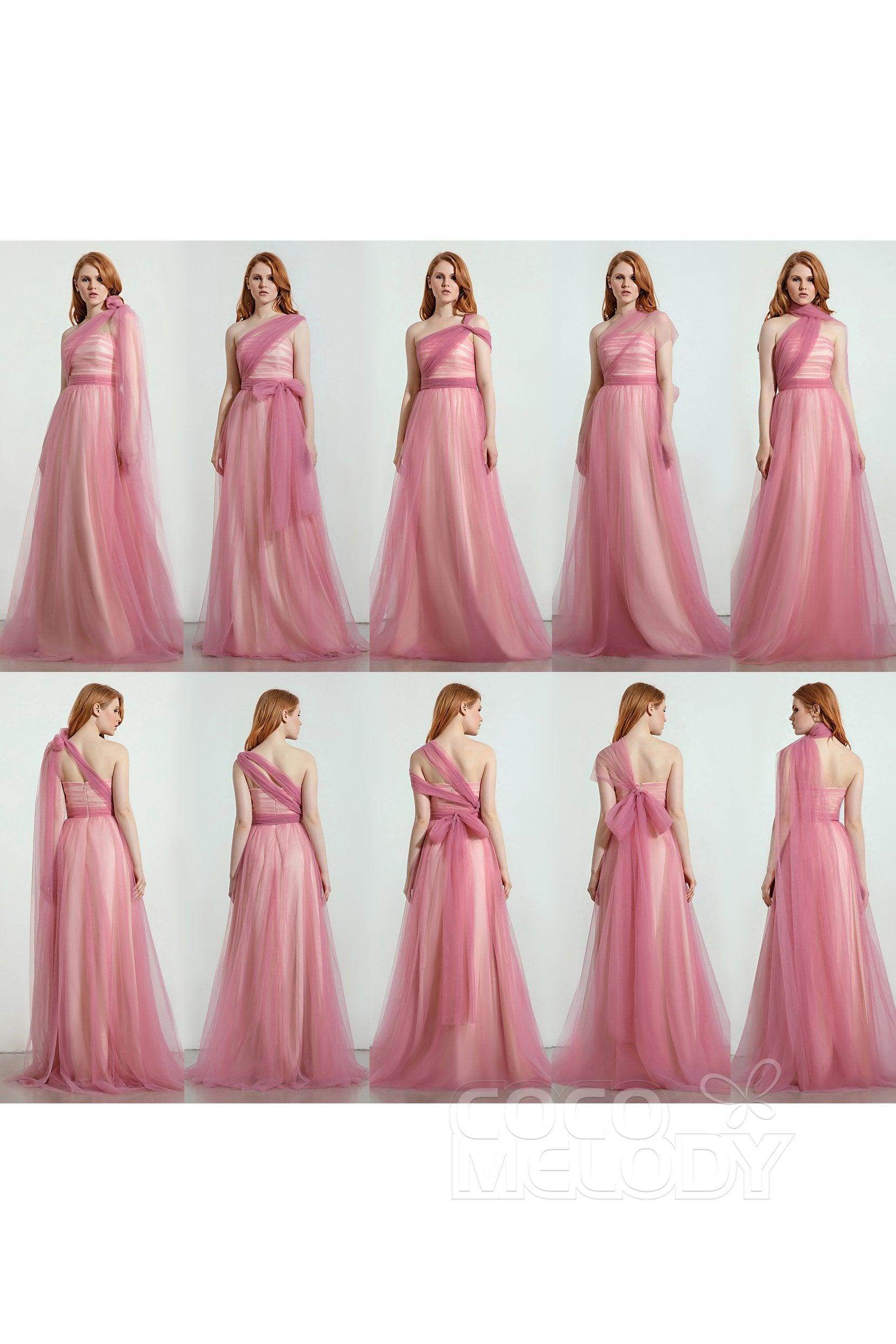 A-Line Tulle/Elastic Silk like Satin Bridesmaid Dress CB0262 - COCOMELODY
