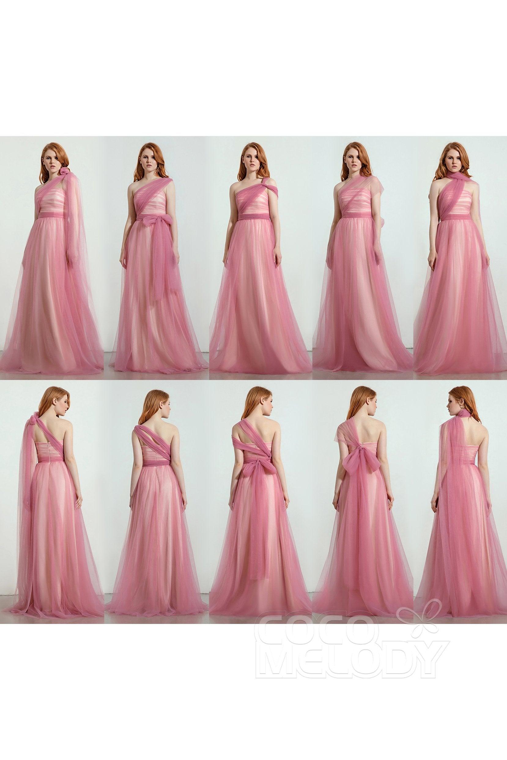 A-Line Tulle/Elastic Silk like Satin Bridesmaid Dress CB0262 - COCOMELODY