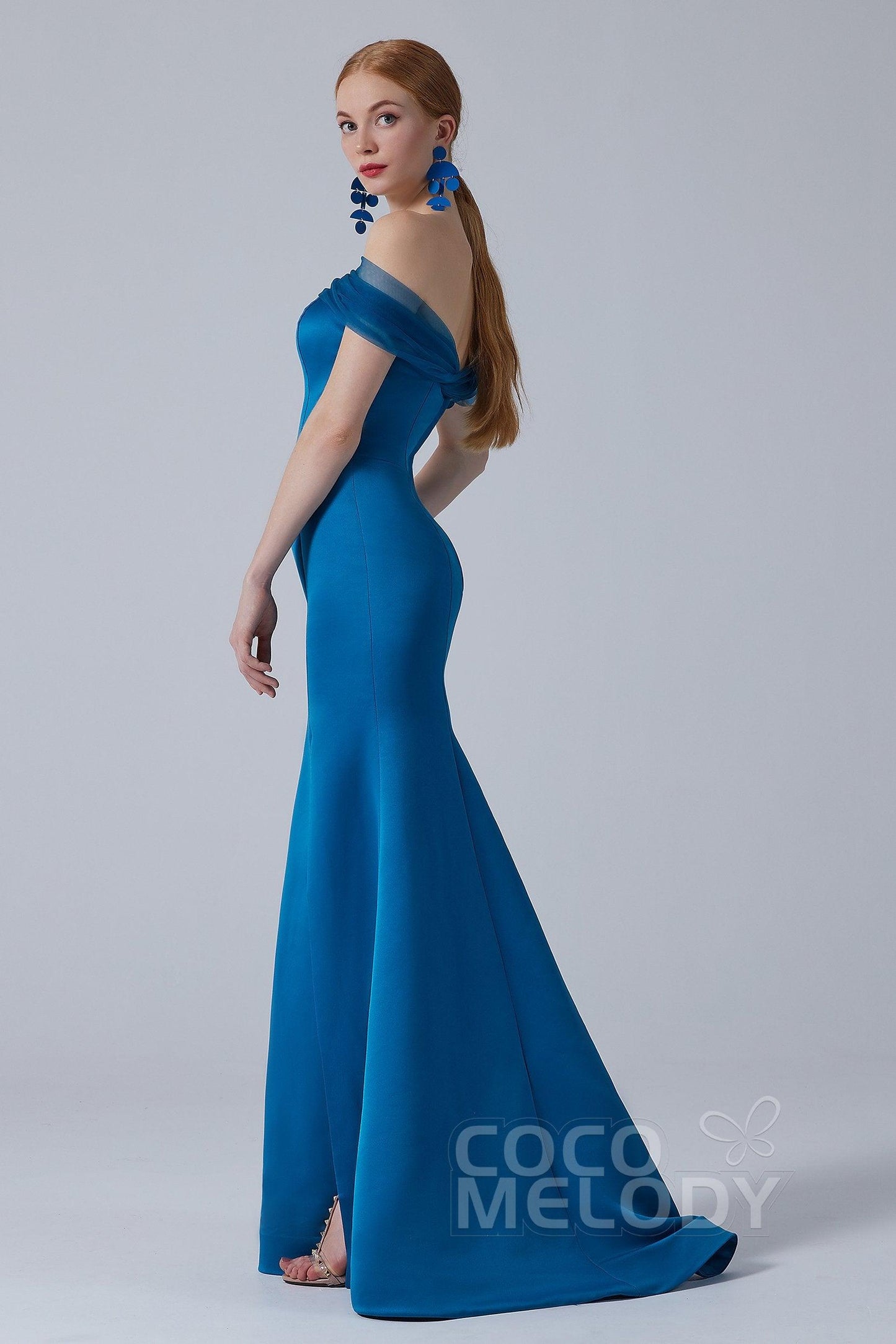 Trumpet-Mermaid Sweep-Brush Train Satin Dress CB0264