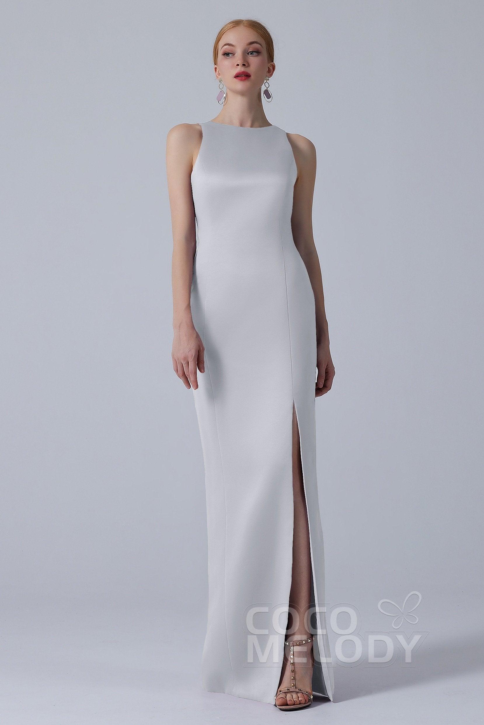 Sheath-Column Floor Length Satin Dress CB0267 - COCOMELODY