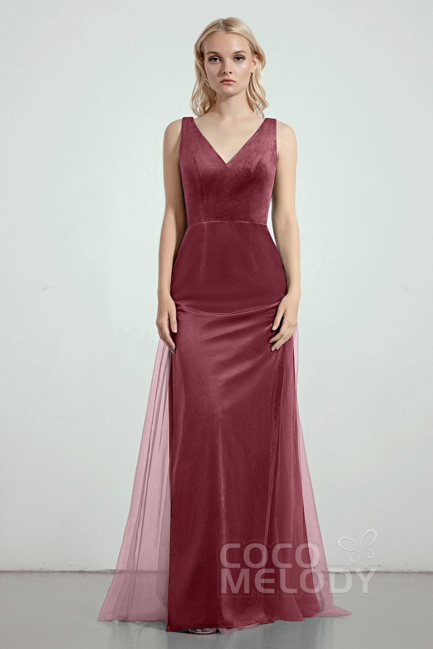 Sheath-Column Floor Length Bridesmaid Dress CB0275CR - COCOMELODY