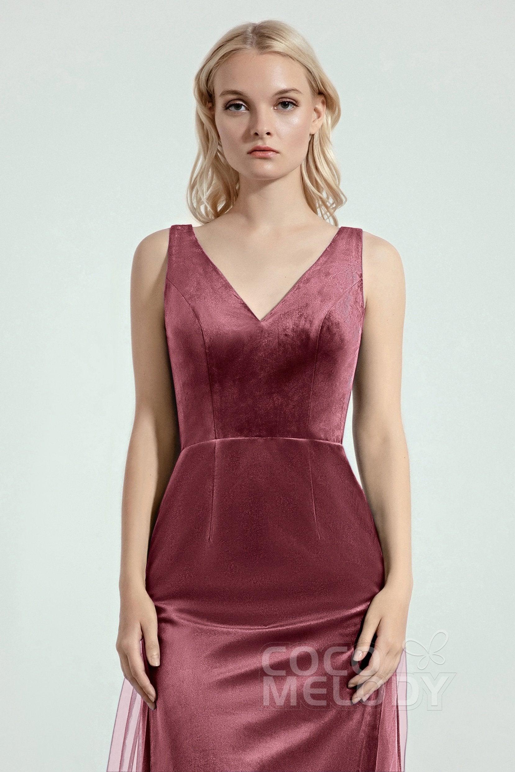 Sheath-Column Floor Length Bridesmaid Dress CB0275CR - COCOMELODY