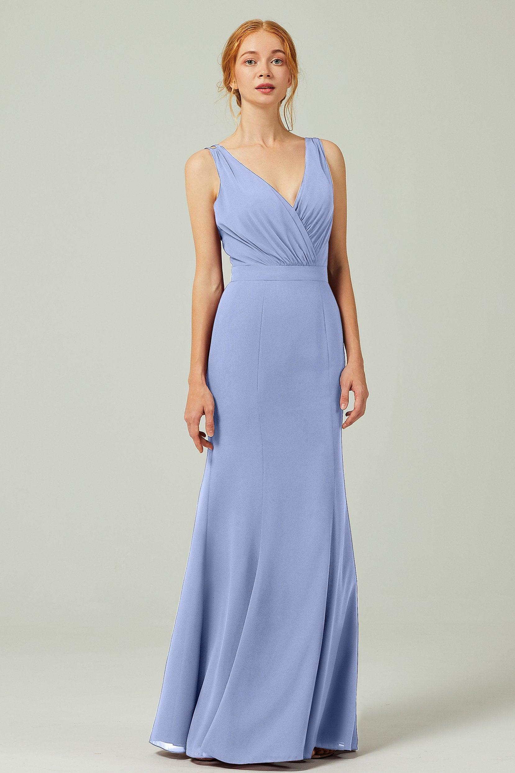 Sheath-Column Floor Length Chiffon Bridesmaid Dress CB0291 - COCOMELODY