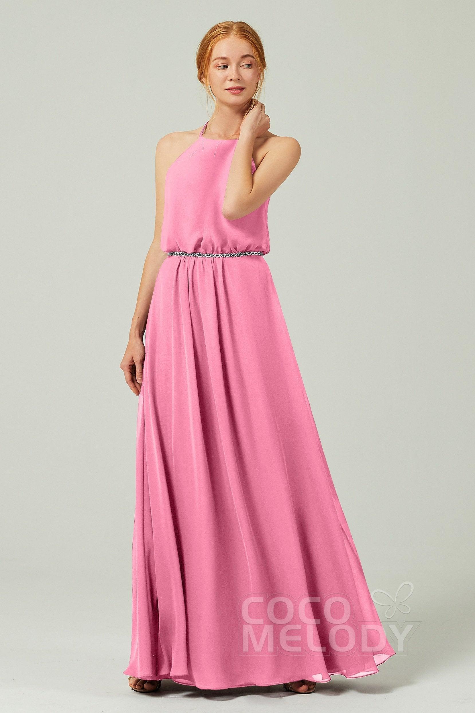 A-Line Floor Length Chiffon Bridesmaid Dress CB0292 - COCOMELODY