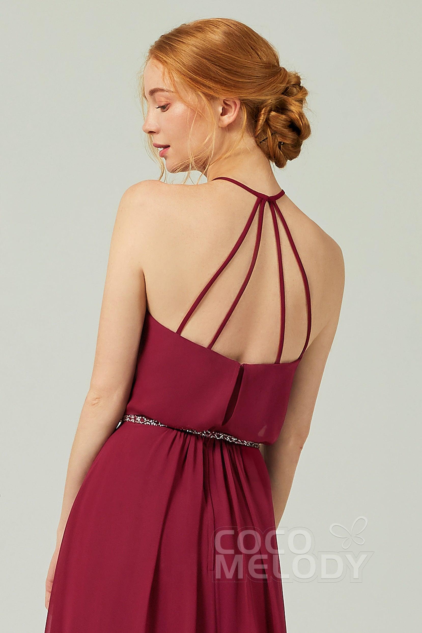 A-Line Floor Length Chiffon Bridesmaid Dress CB0292 - COCOMELODY
