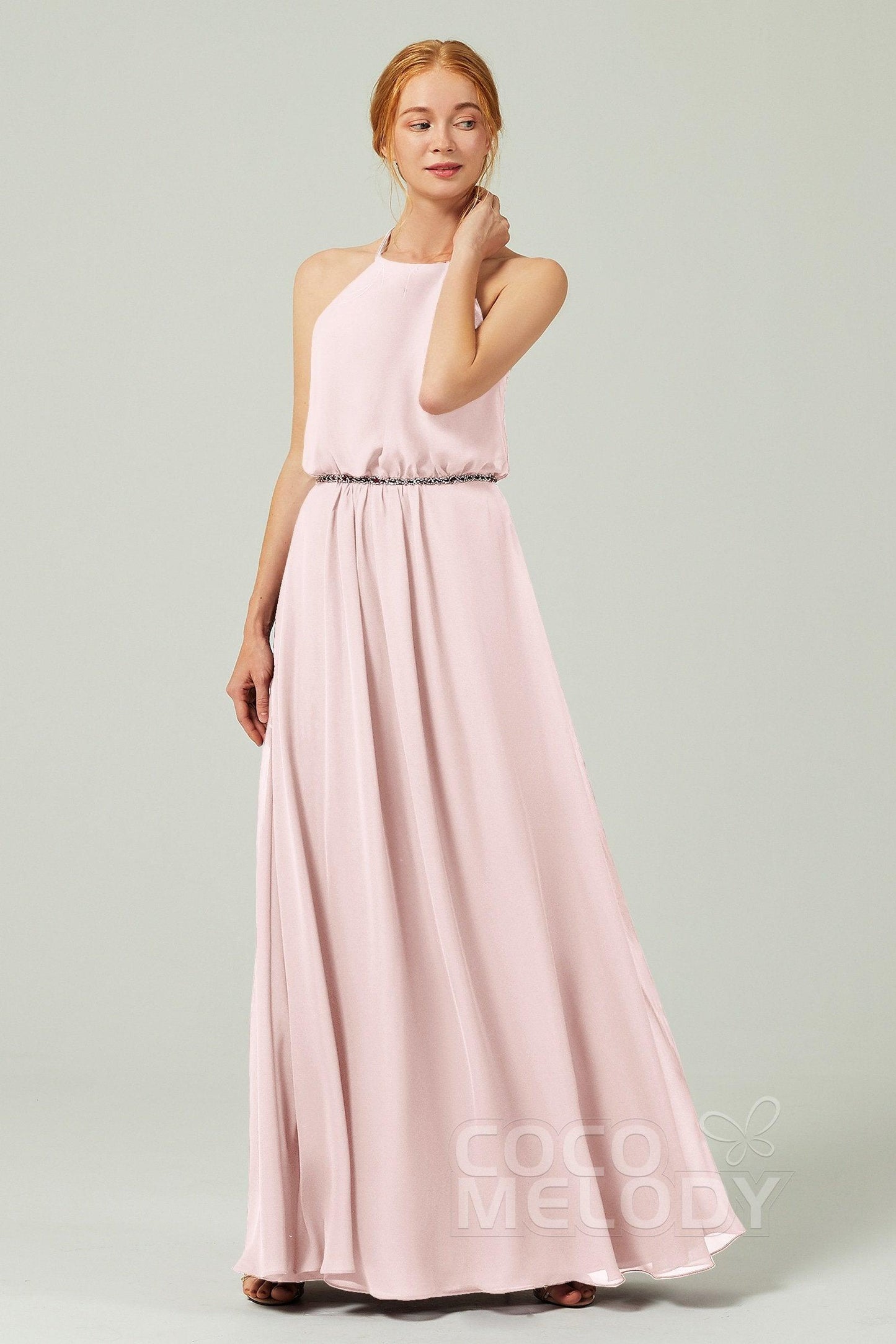 A-Line Floor Length Chiffon Bridesmaid Dress CB0292 - COCOMELODY