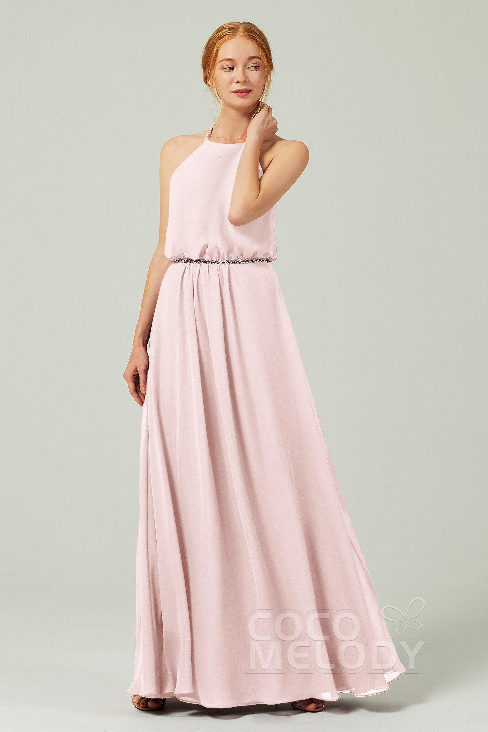 A-Line Floor Length Chiffon Bridesmaid Dress CB0292 - COCOMELODY