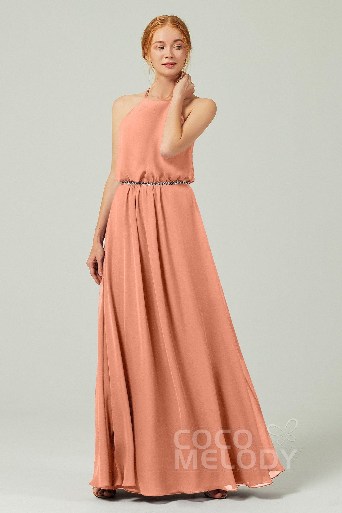 A-Line Floor Length Chiffon Bridesmaid Dress CB0292 - COCOMELODY