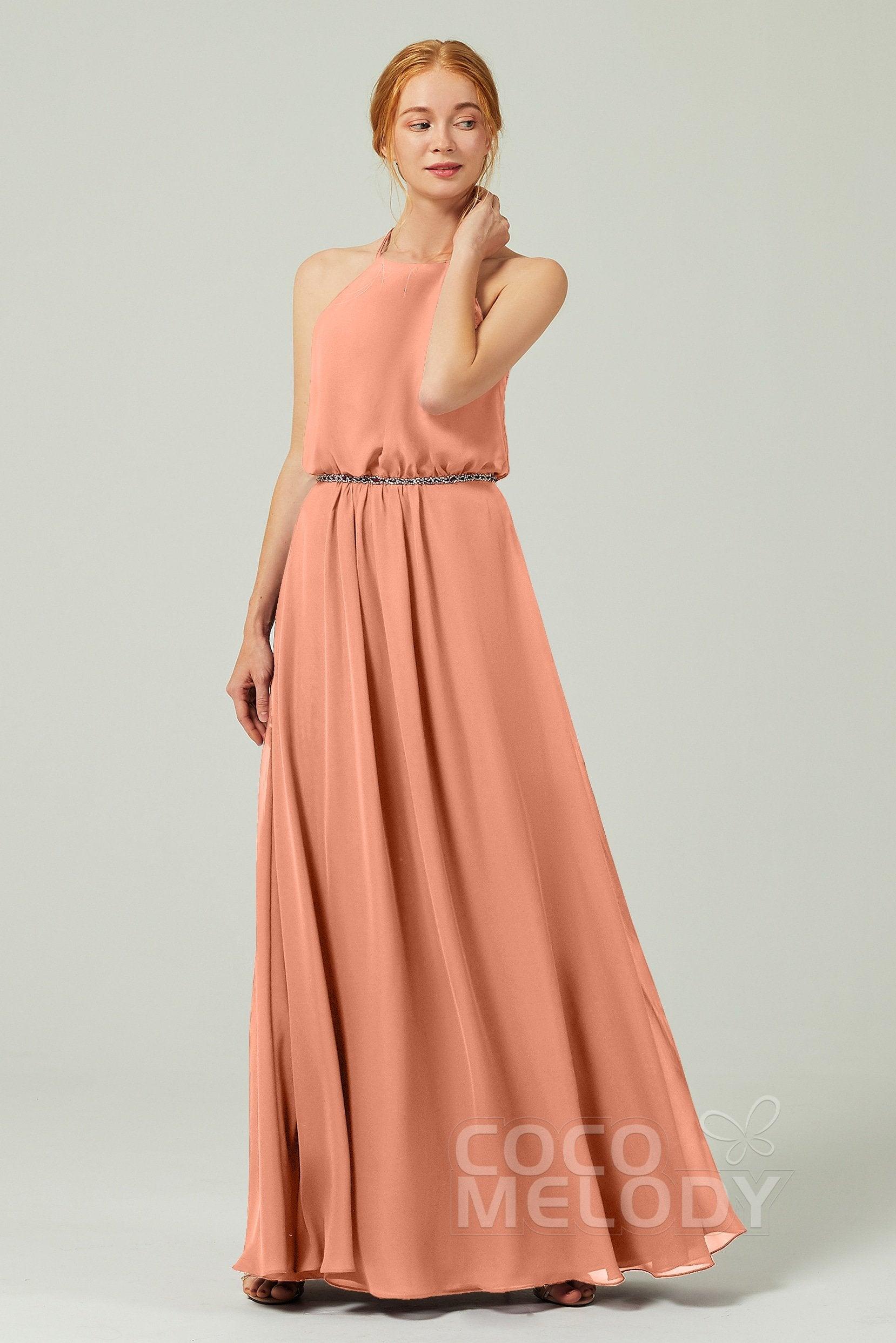 A-Line Floor Length Chiffon Bridesmaid Dress CB0292 - COCOMELODY