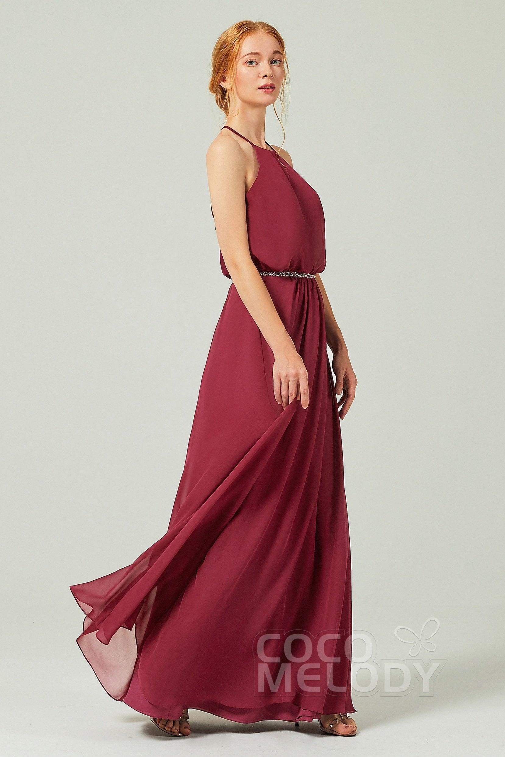A-Line Floor Length Chiffon Bridesmaid Dress CB0292 - COCOMELODY