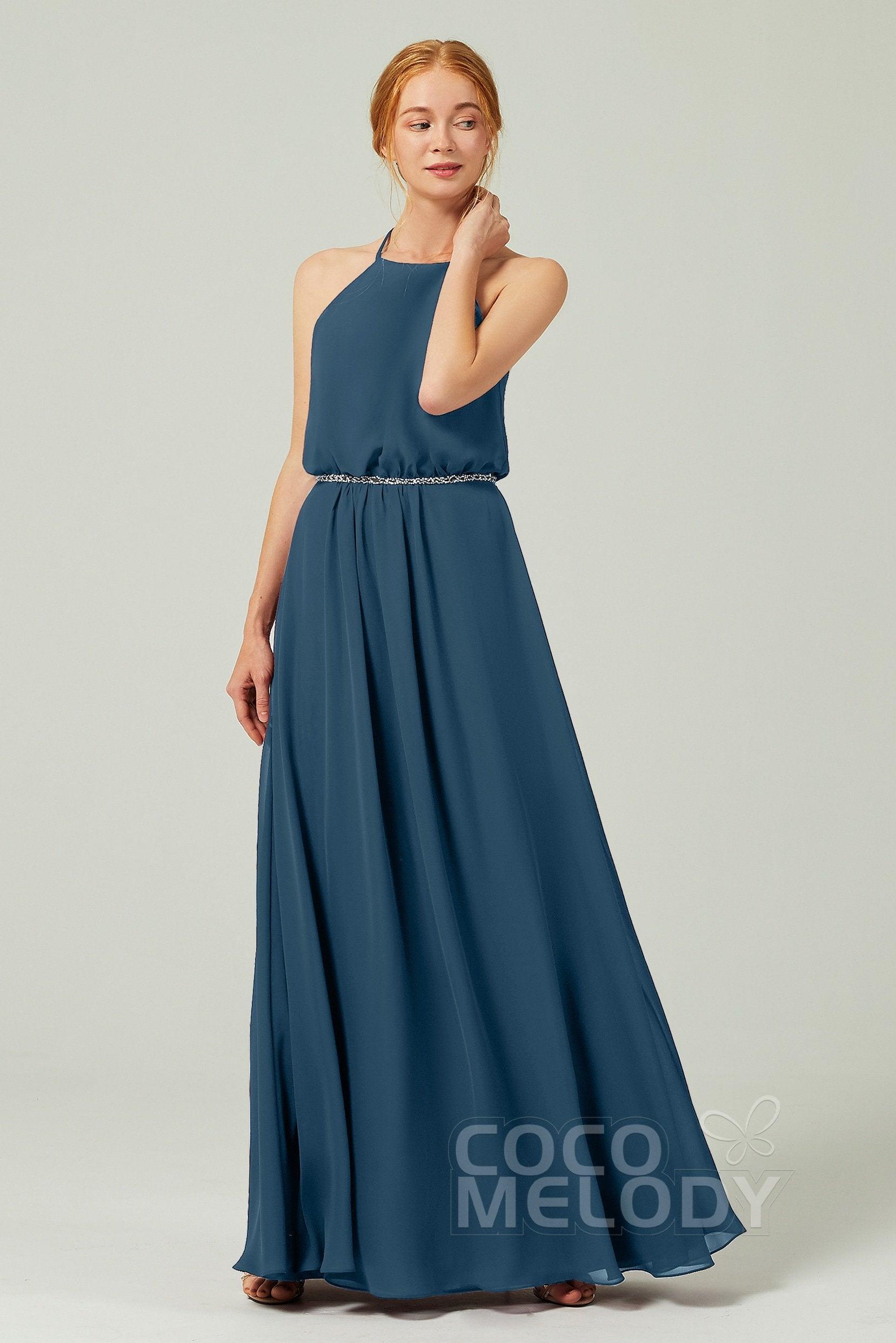 A-Line Floor Length Chiffon Bridesmaid Dress CB0292 - COCOMELODY