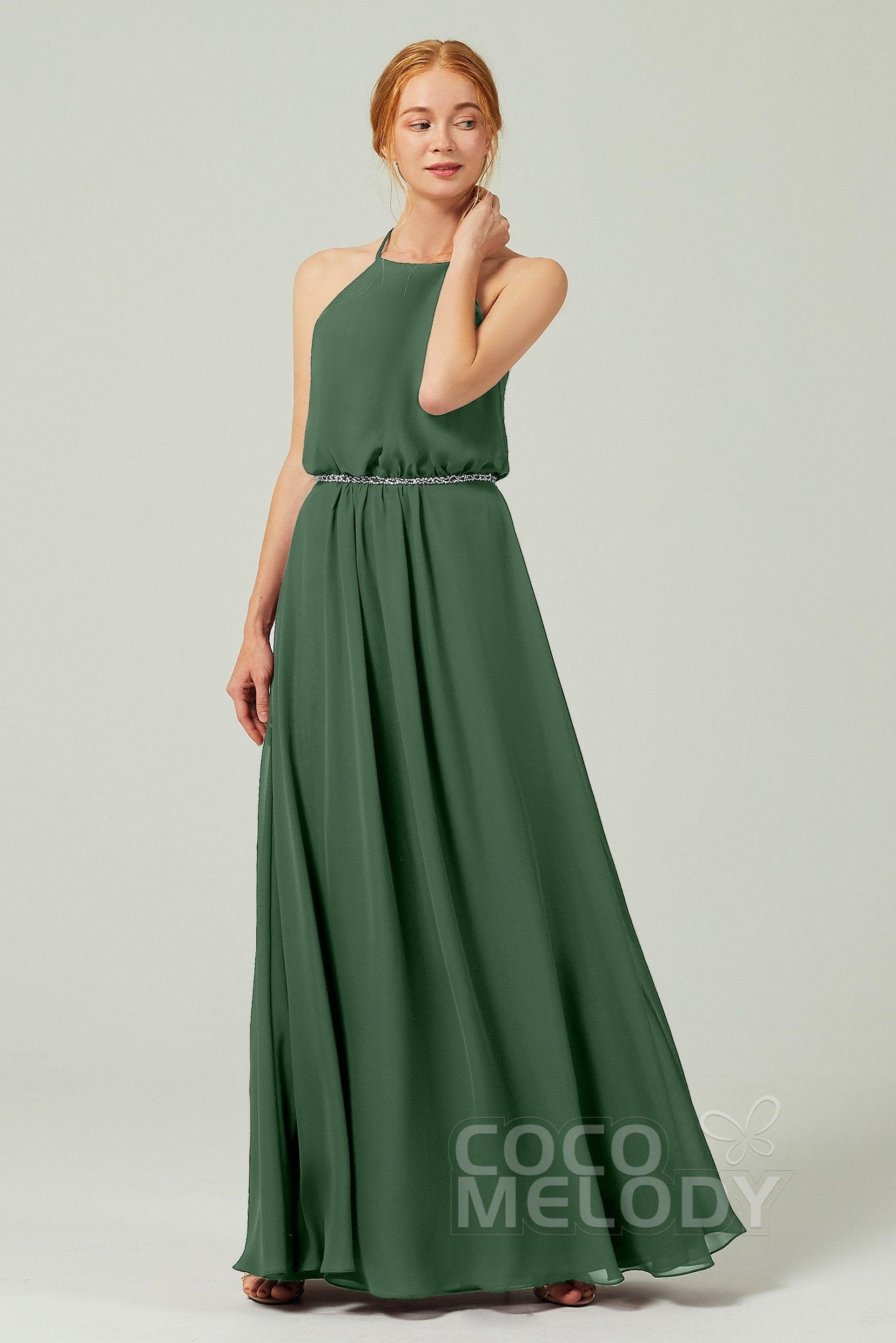 A-Line Floor Length Chiffon Bridesmaid Dress CB0292 - COCOMELODY