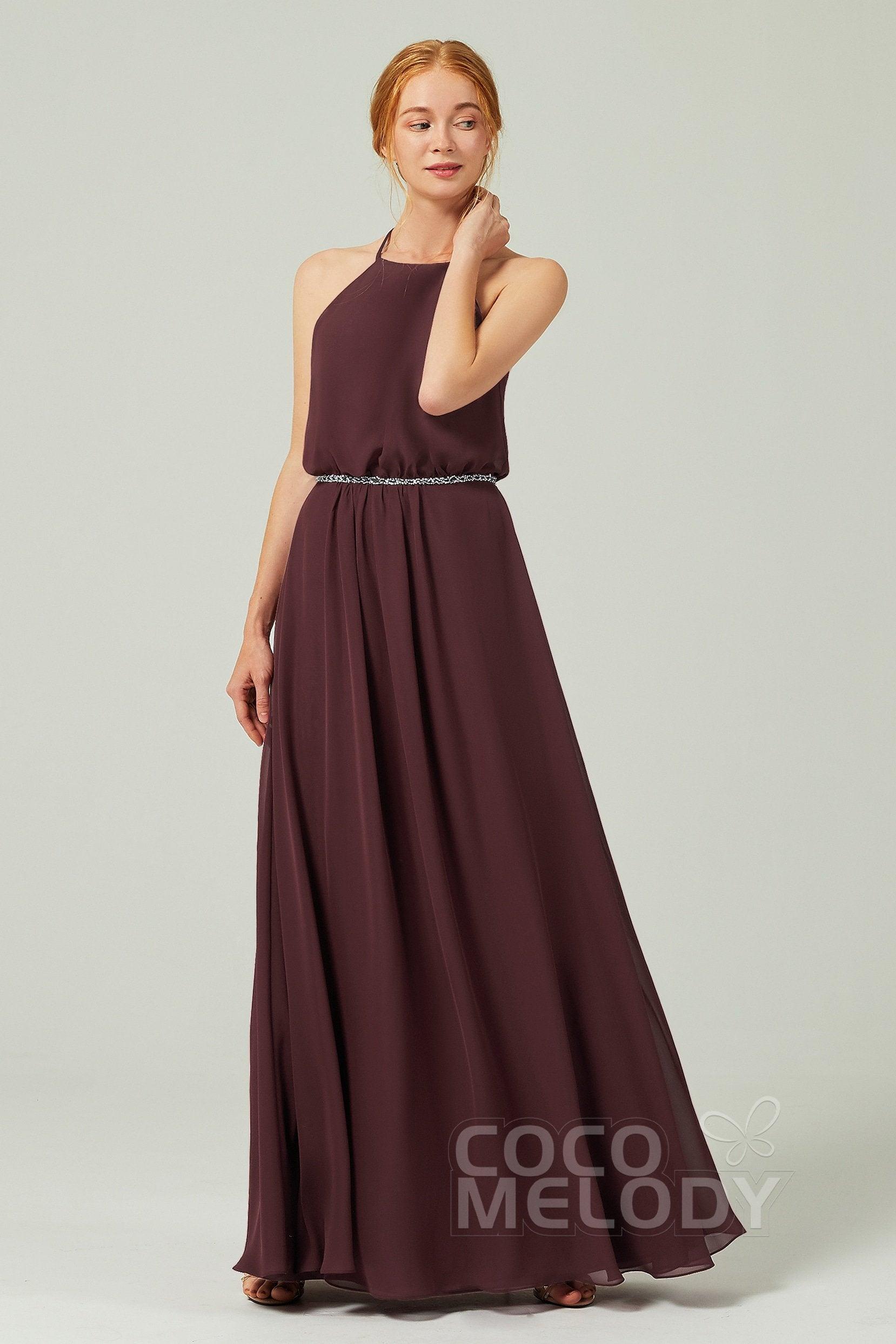 A-Line Floor Length Chiffon Bridesmaid Dress CB0292 - COCOMELODY