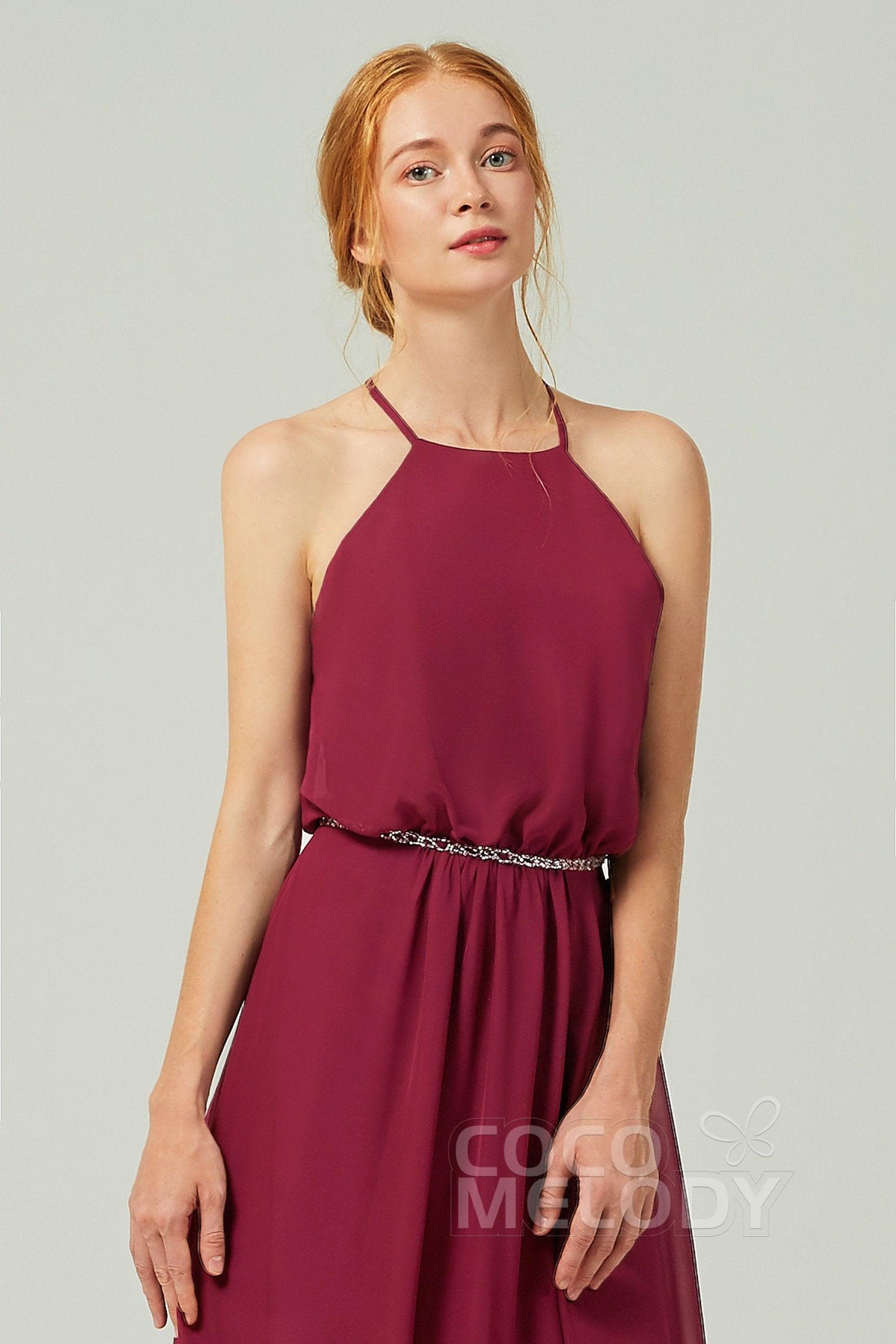 A-Line Floor Length Chiffon Bridesmaid Dress CB0292 - COCOMELODY