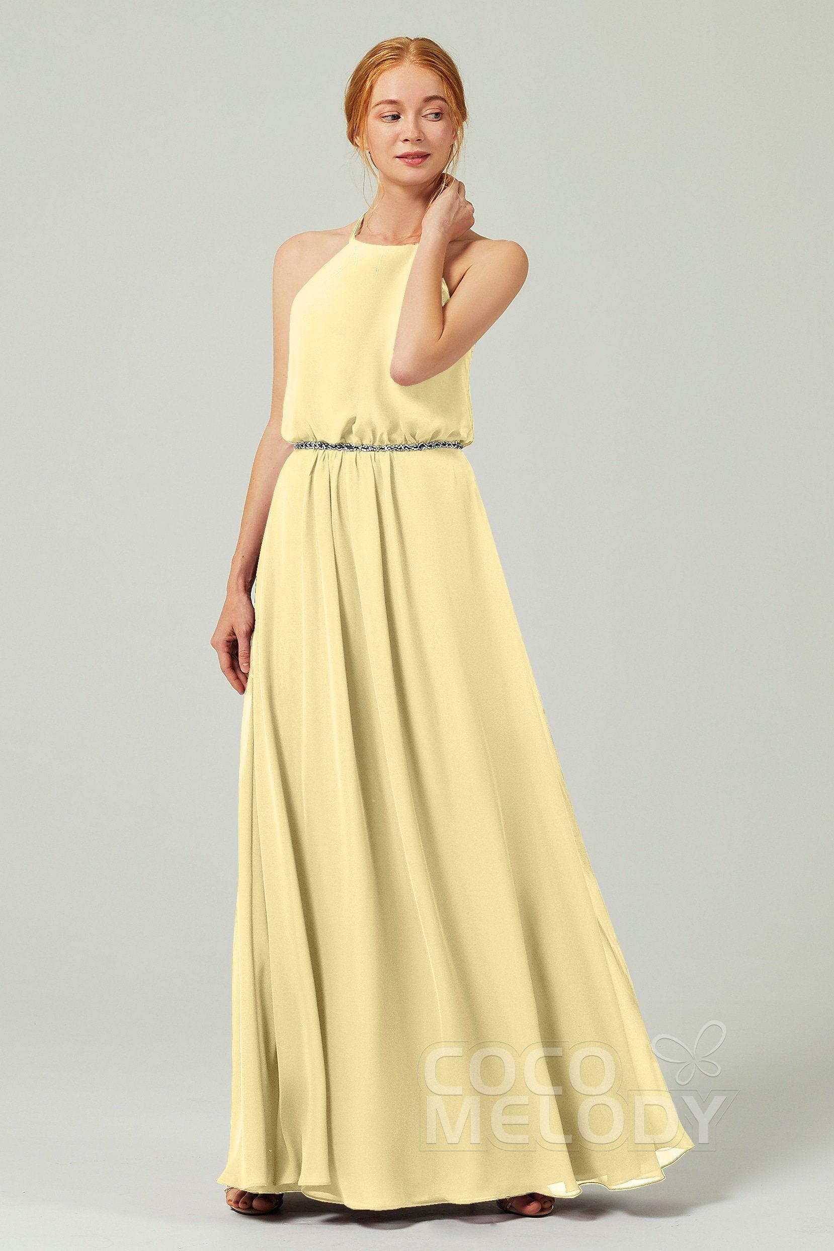 A-Line Floor Length Chiffon Bridesmaid Dress CB0292 - COCOMELODY