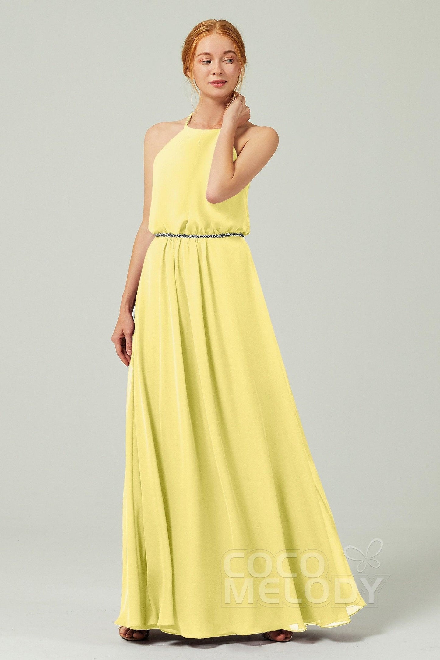 A-Line Floor Length Chiffon Bridesmaid Dress CB0292 - COCOMELODY