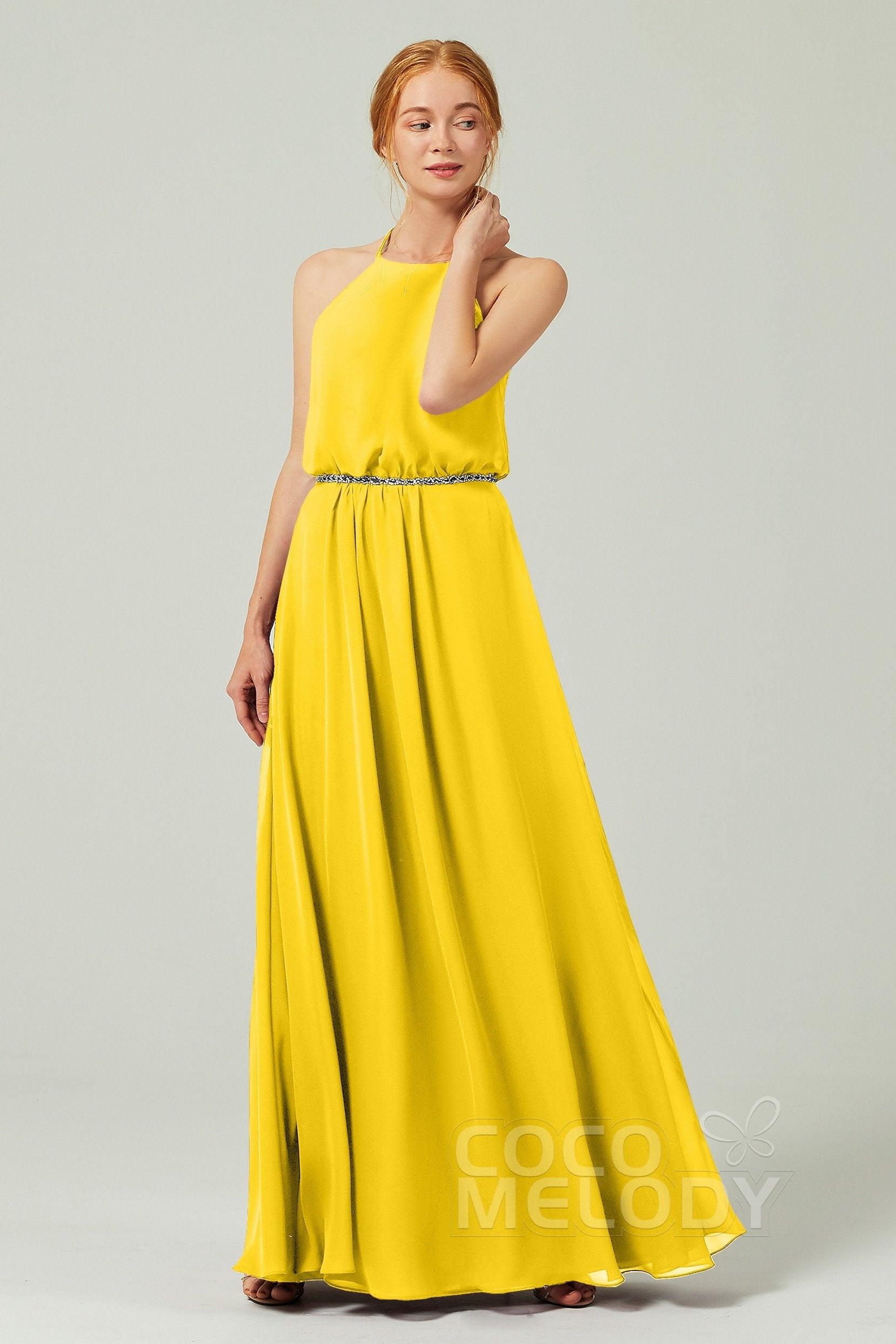 A-Line Floor Length Chiffon Bridesmaid Dress CB0292 - COCOMELODY