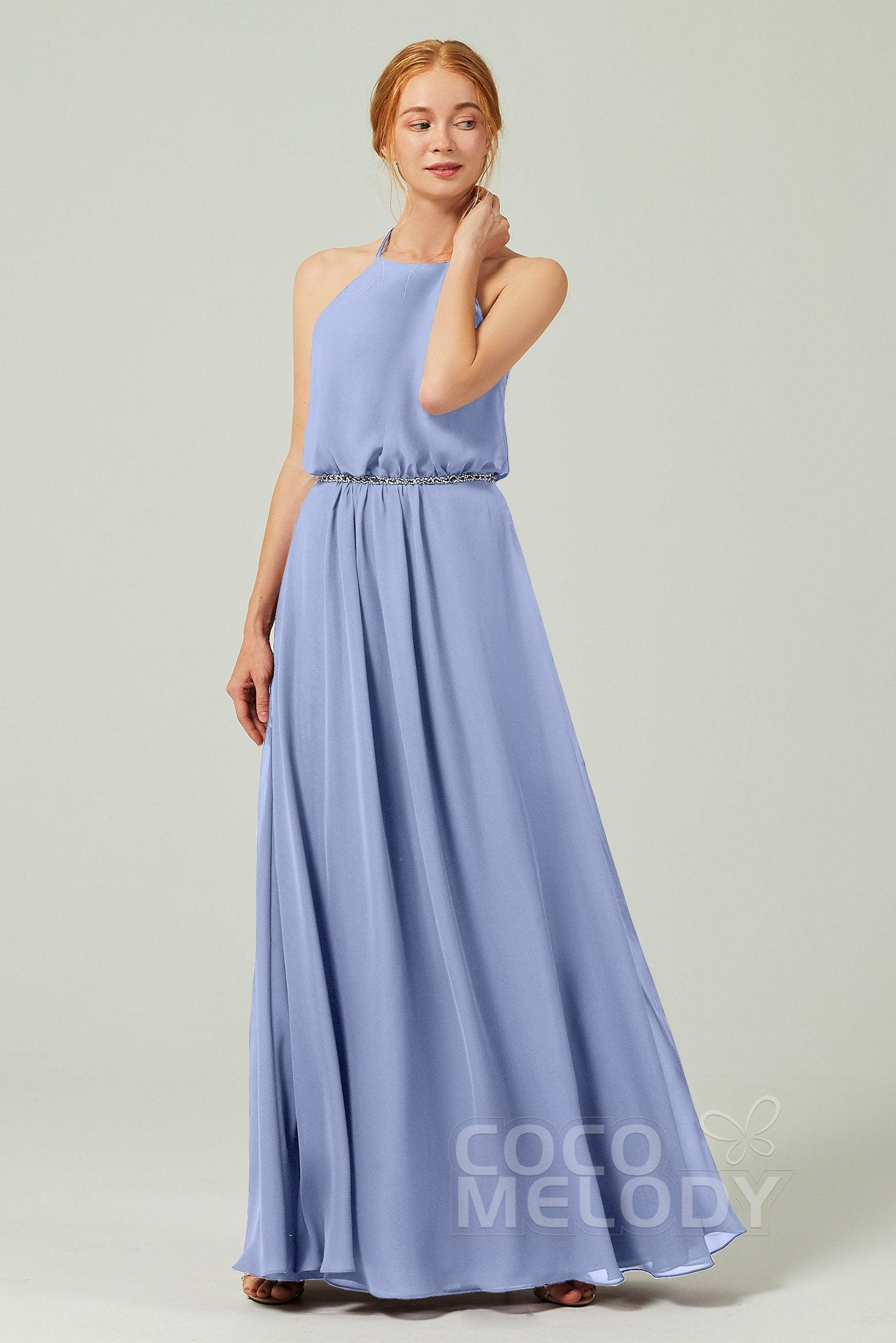 A-Line Floor Length Chiffon Bridesmaid Dress CB0292 - COCOMELODY